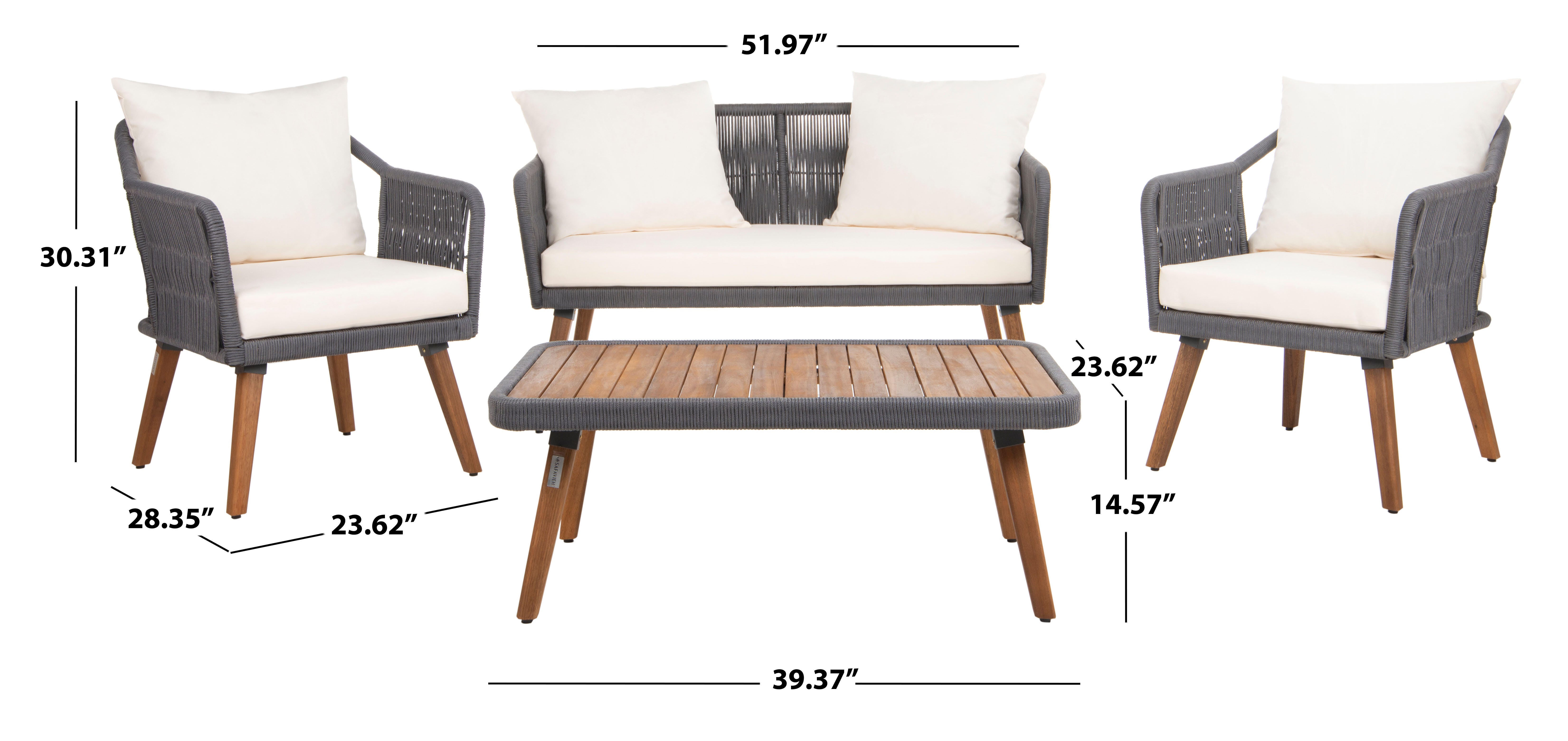 Safavieh Raldin Outdoor Conversation Set, Dark Gray/Beige, large