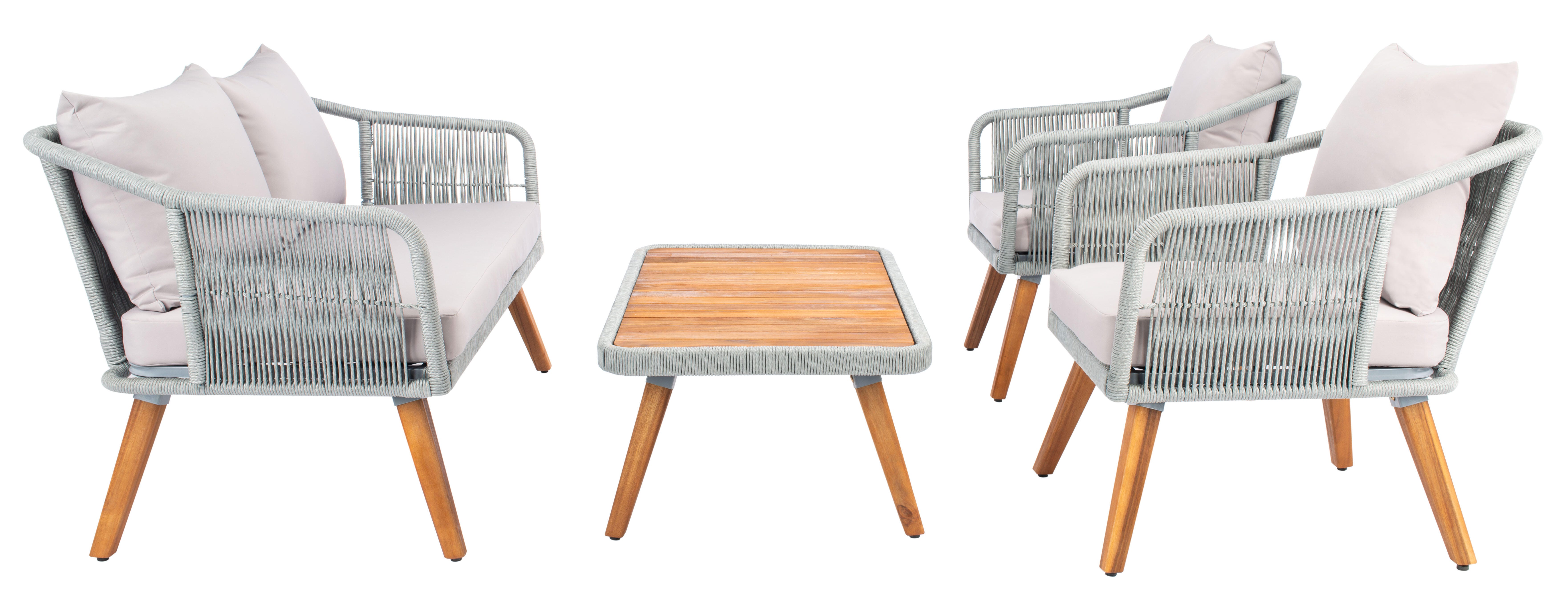 Safavieh Raldin Outdoor Conversation Set, Light Gray, large