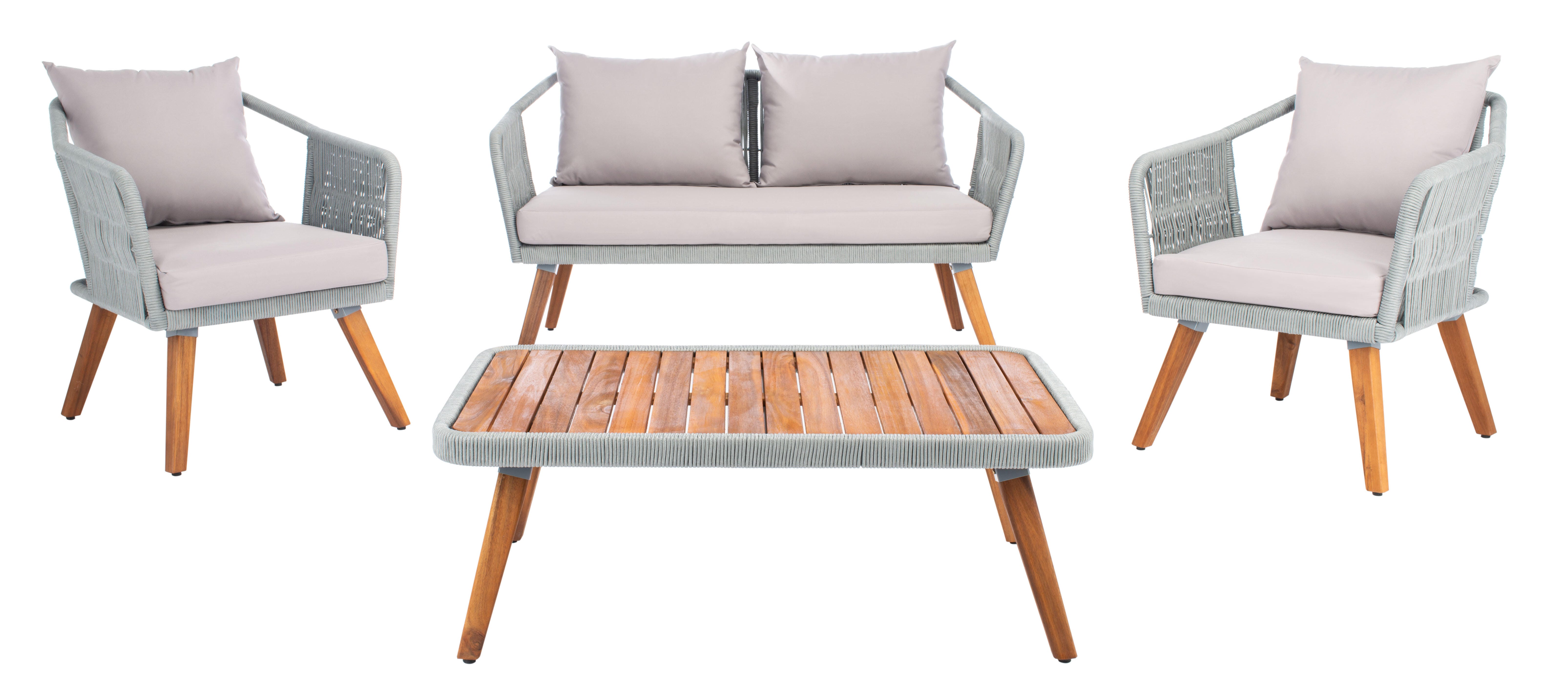 Safavieh Raldin Outdoor Conversation Set, Light Gray, large