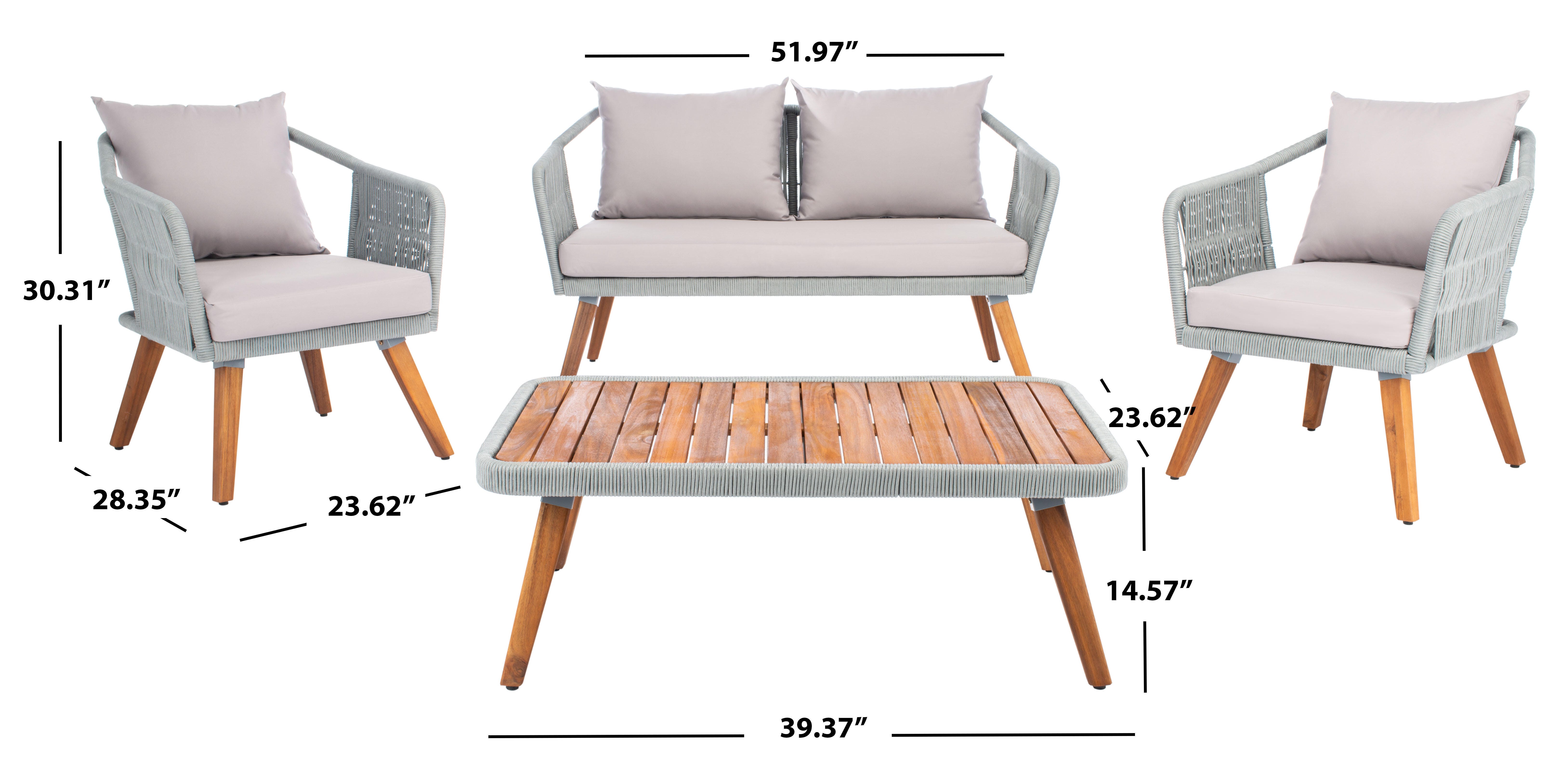 Safavieh Raldin Outdoor Conversation Set, Light Gray, large