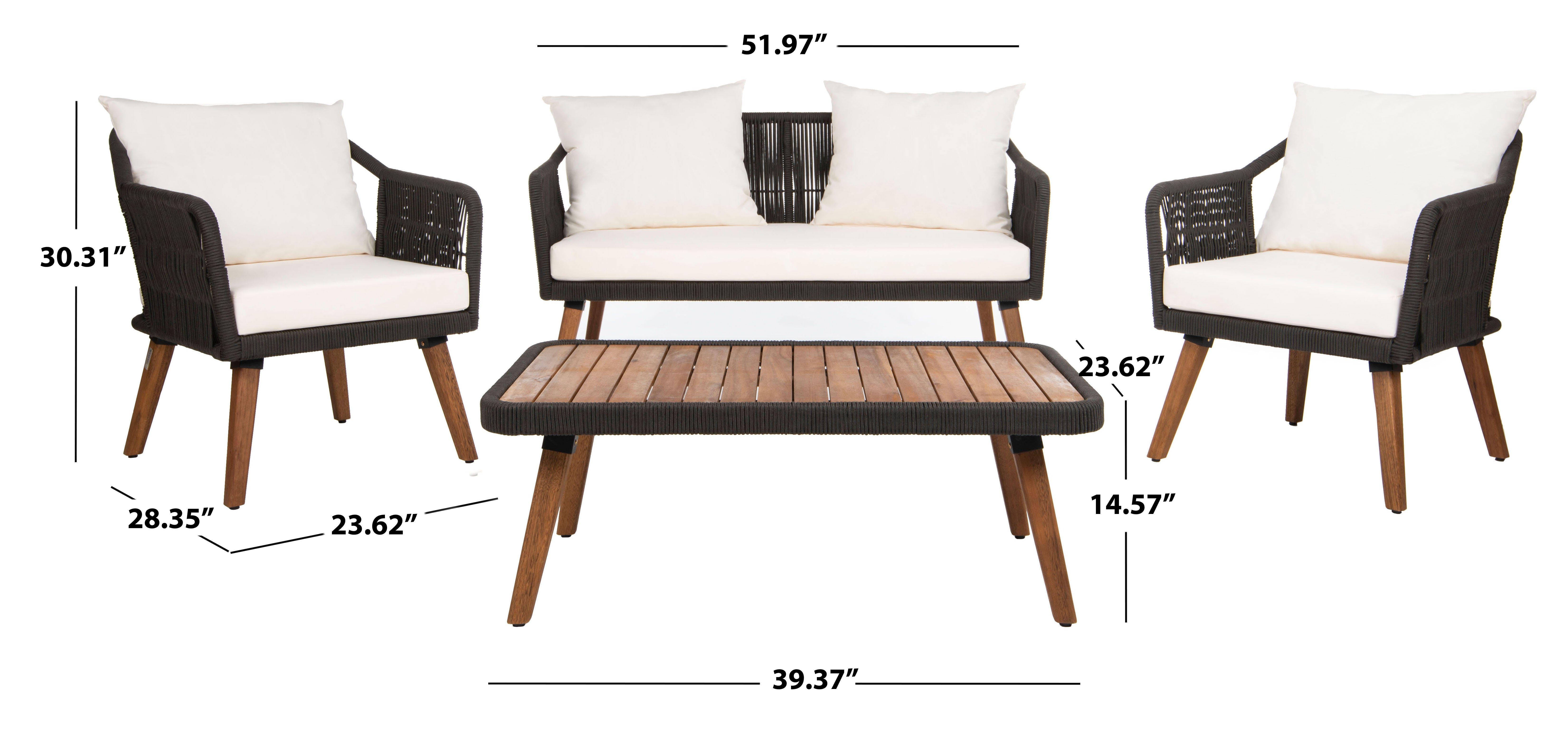 Safavieh Raldin Outdoor Conversation Set, Black/Beige, large