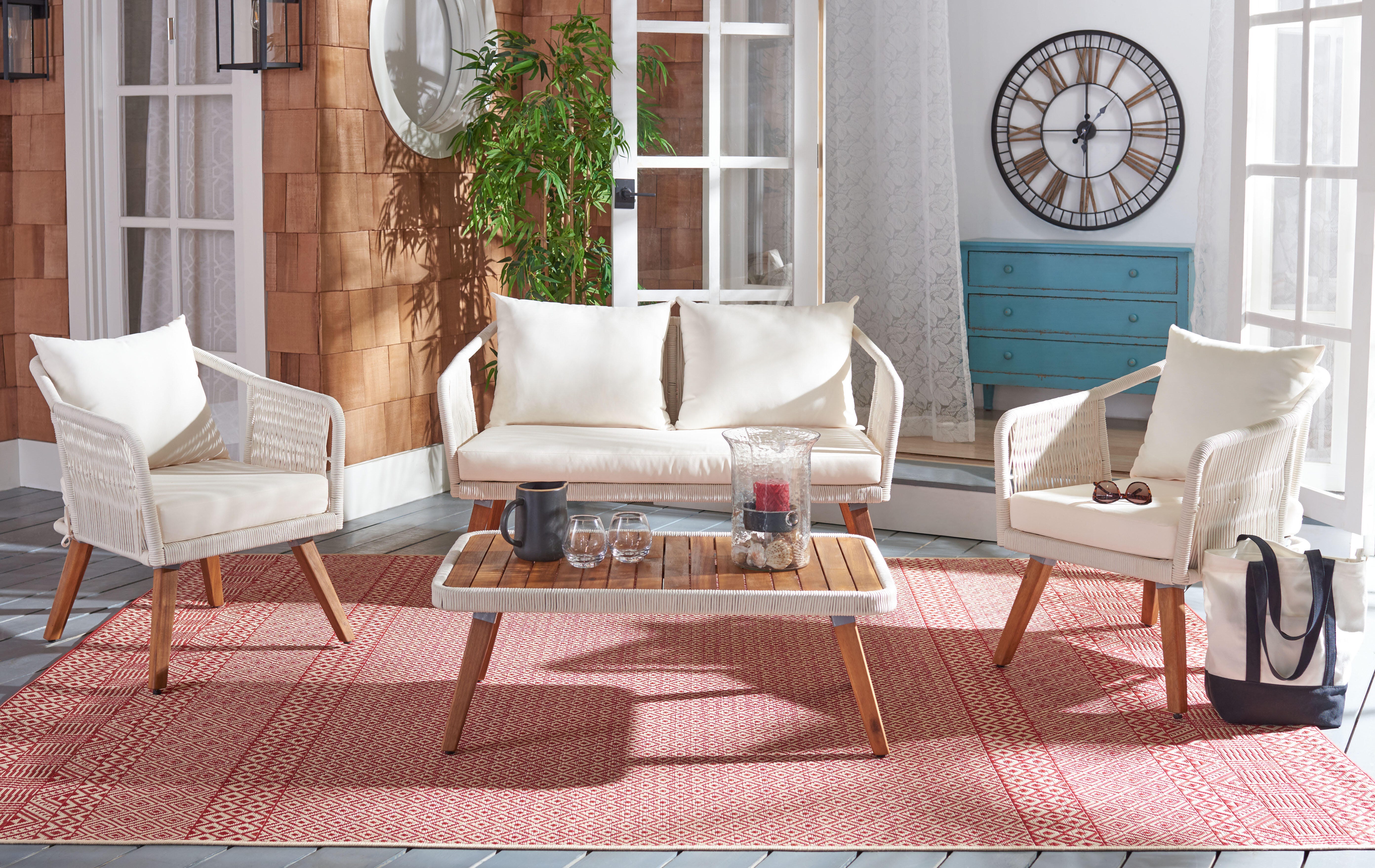 Safavieh Raldin Outdoor Conversation Set, Beige, large