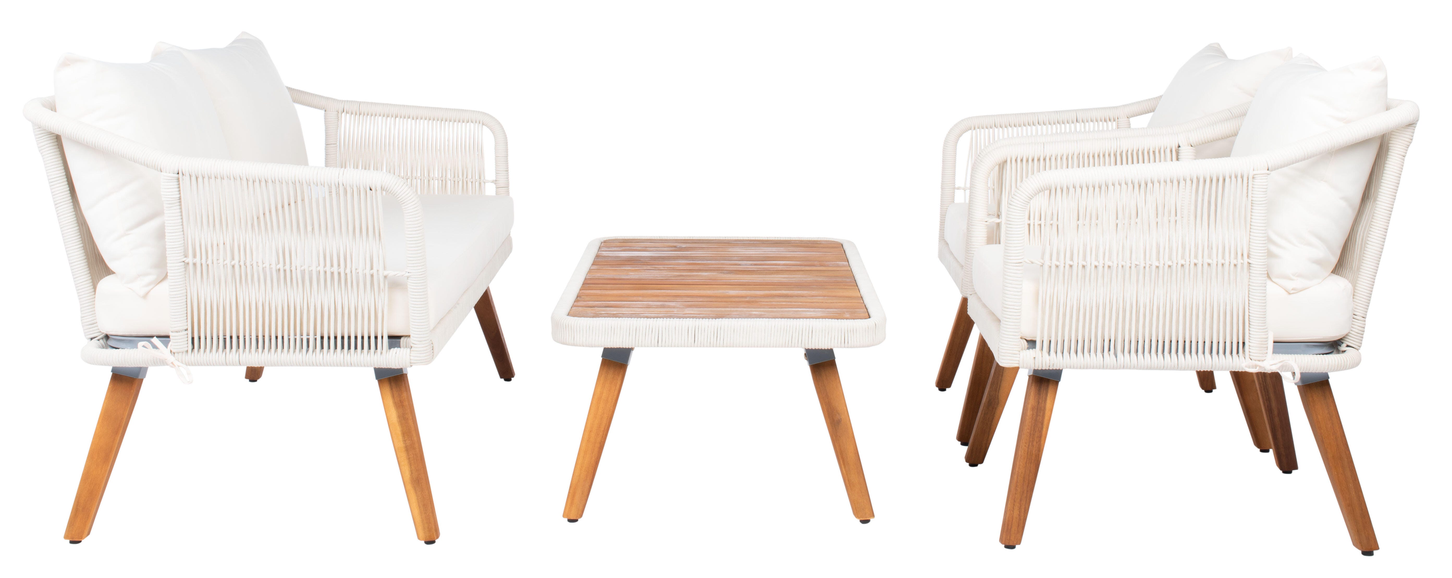 Safavieh Raldin Outdoor Conversation Set, Beige, large
