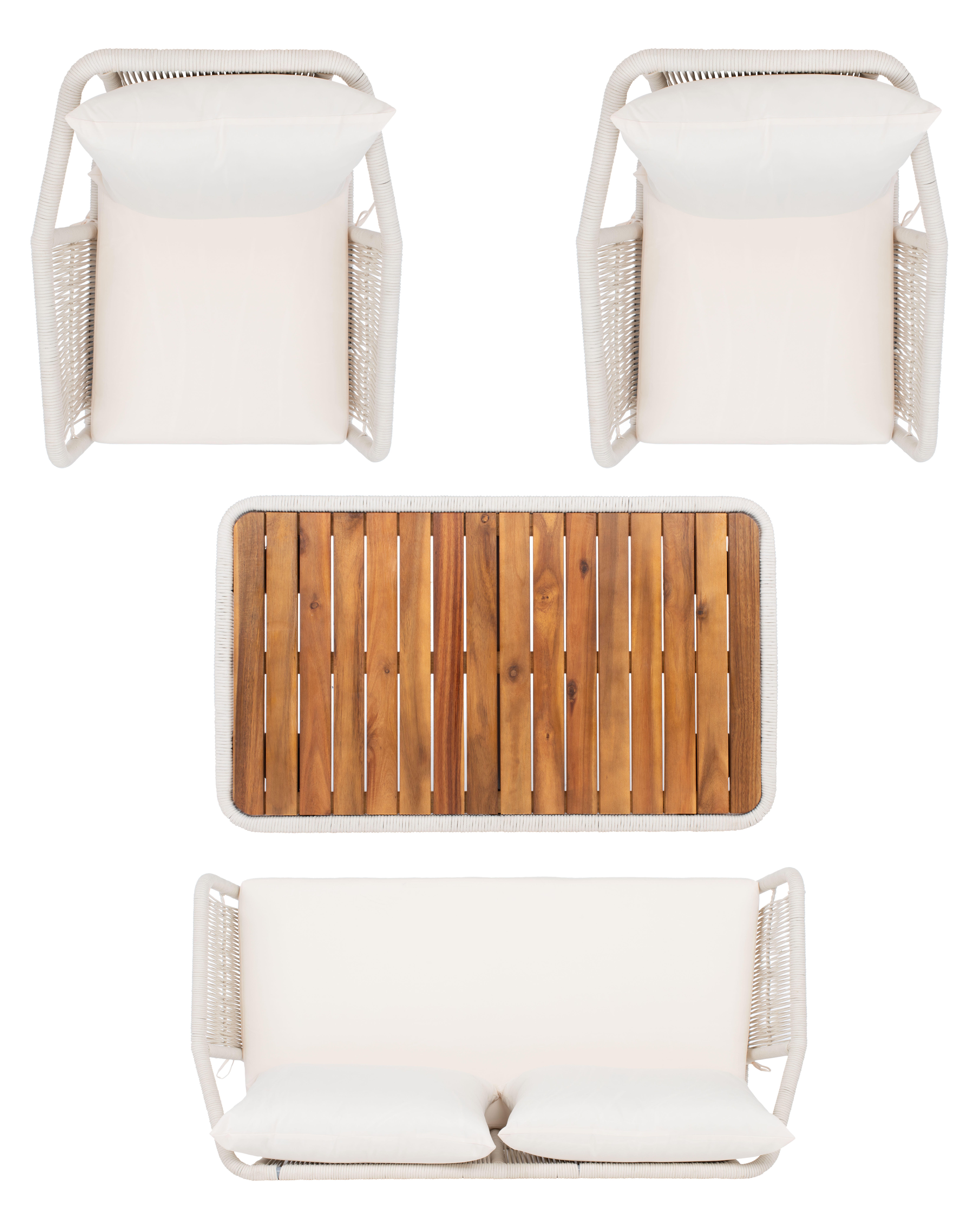 Safavieh Raldin Outdoor Conversation Set, Beige, large
