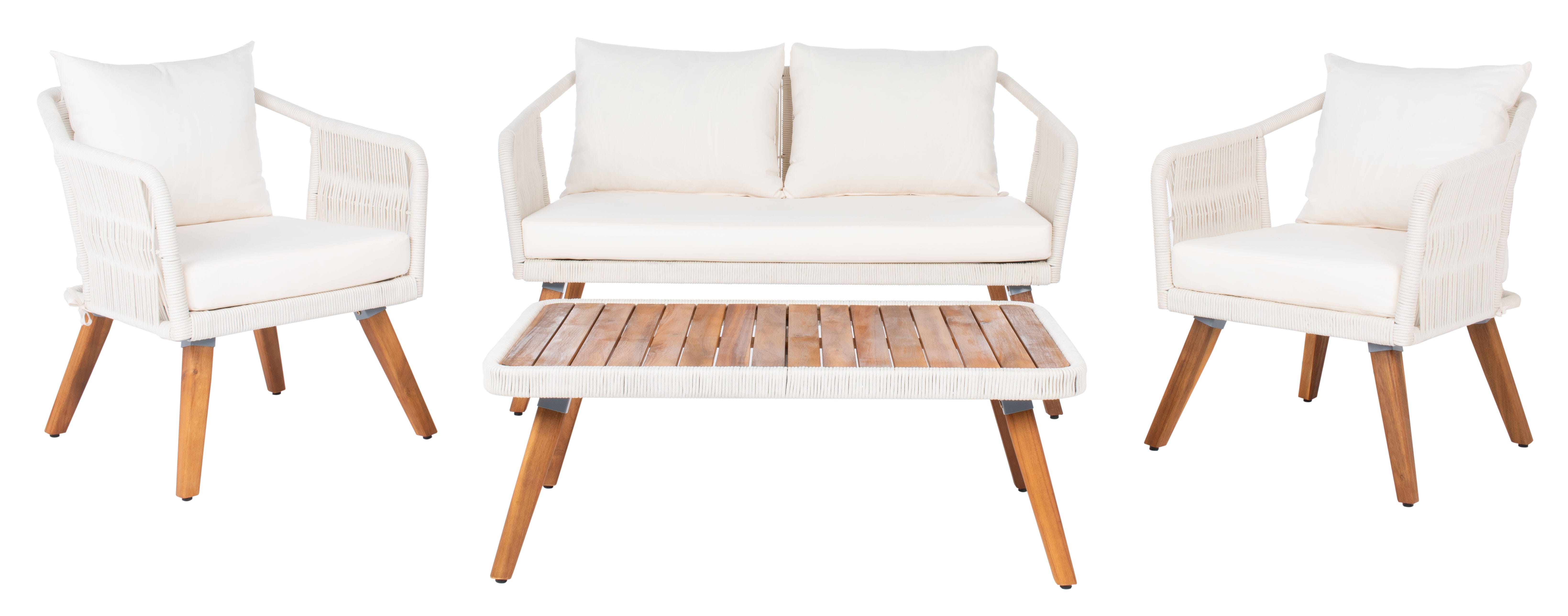 Safavieh Raldin Outdoor Conversation Set, Beige, large