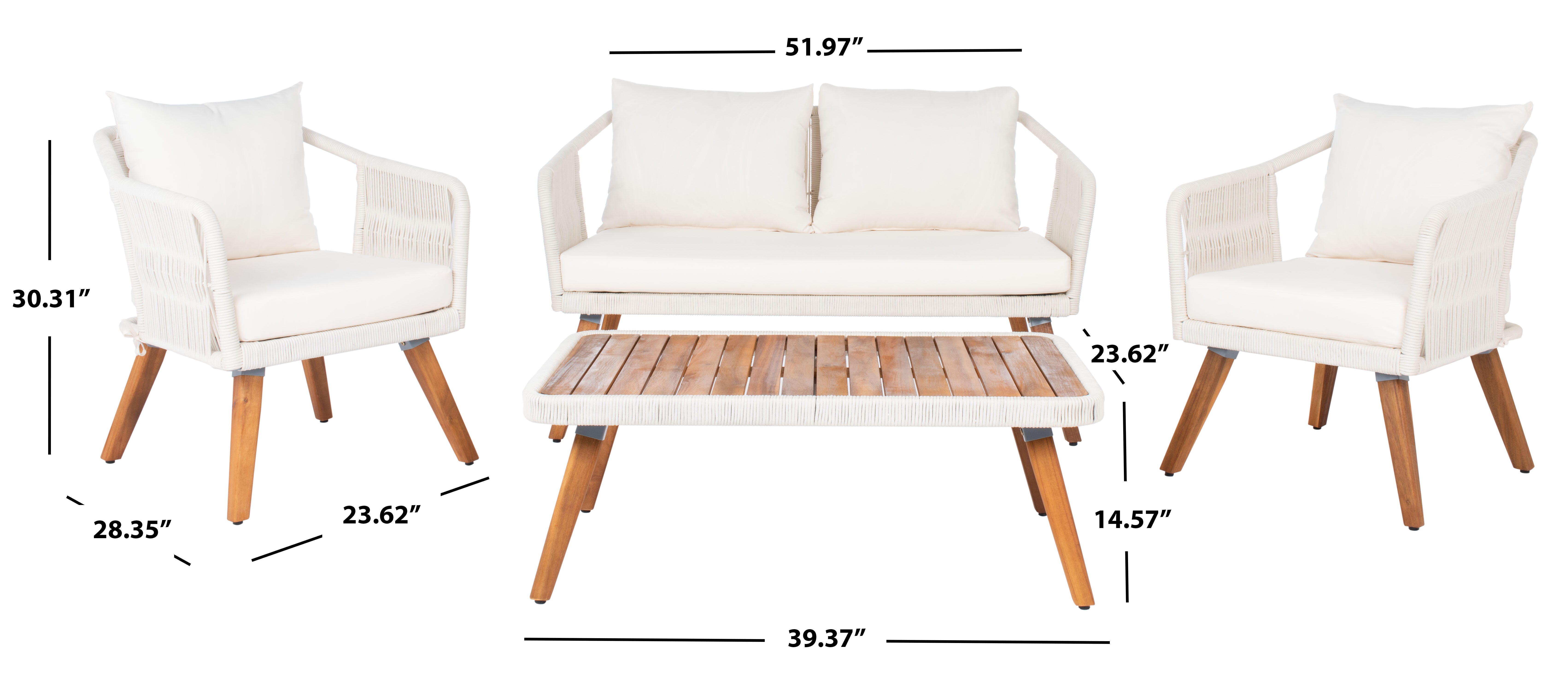 Safavieh Raldin Outdoor Conversation Set, Beige, large