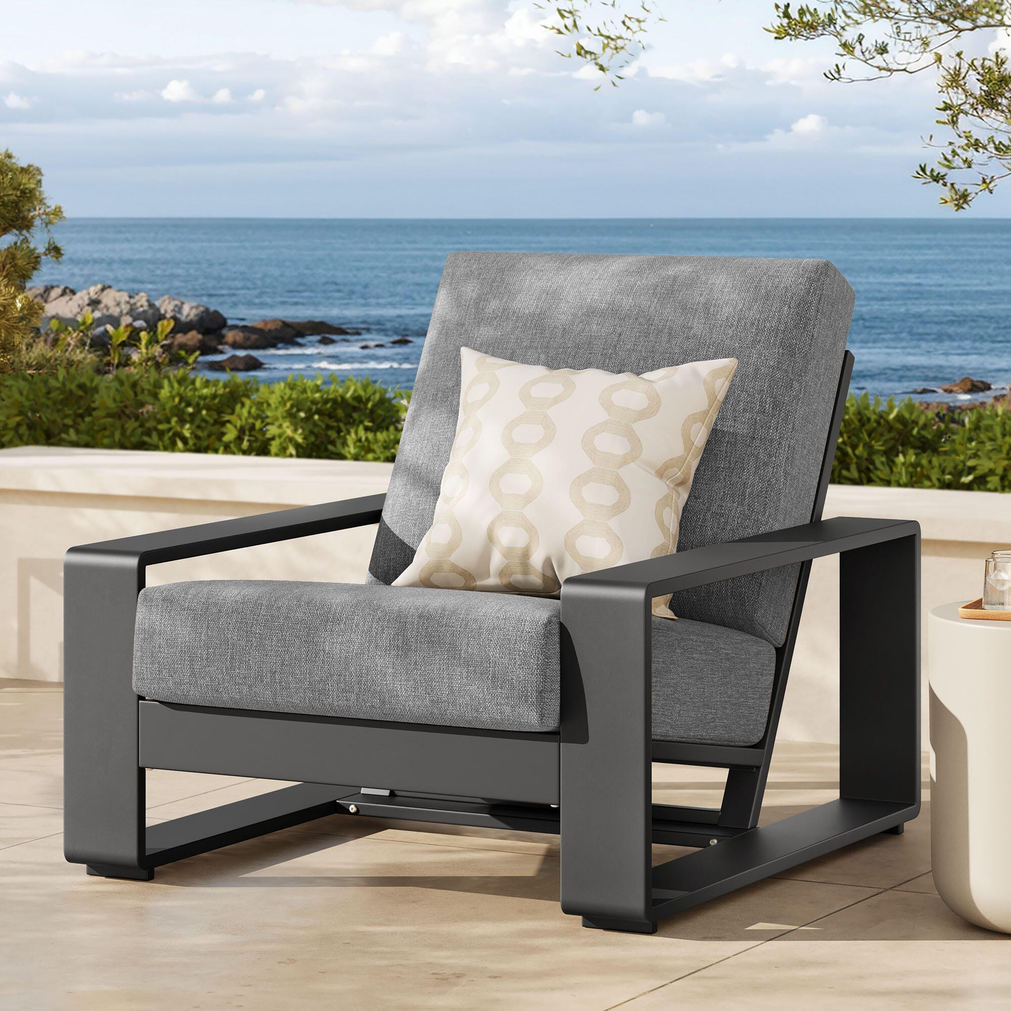 Modway Lirienne Outdoor Lounge Chair, Light Gray/Gray, rollover