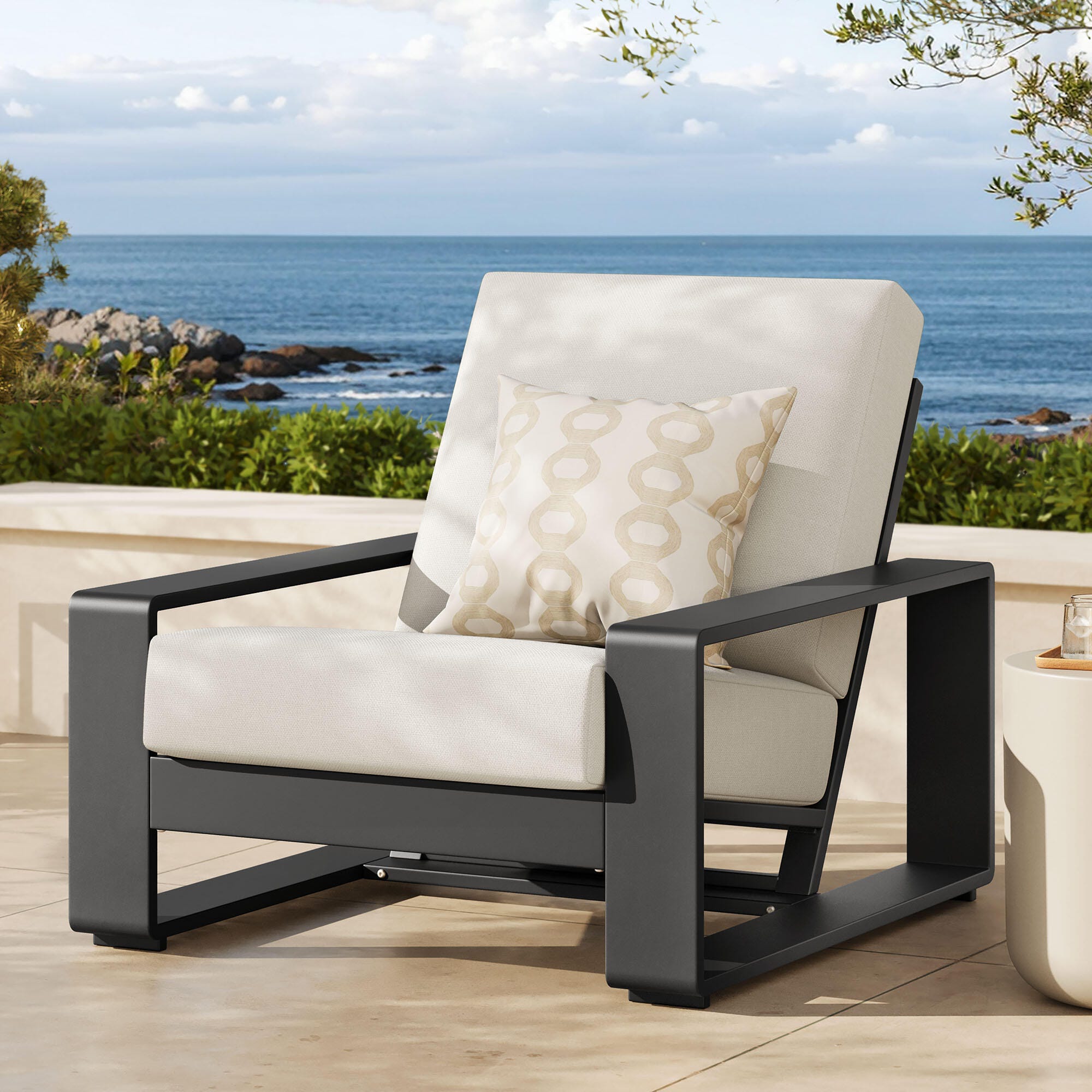 Modway Lirienne Outdoor Lounge Chair, Cream/Gray, rollover