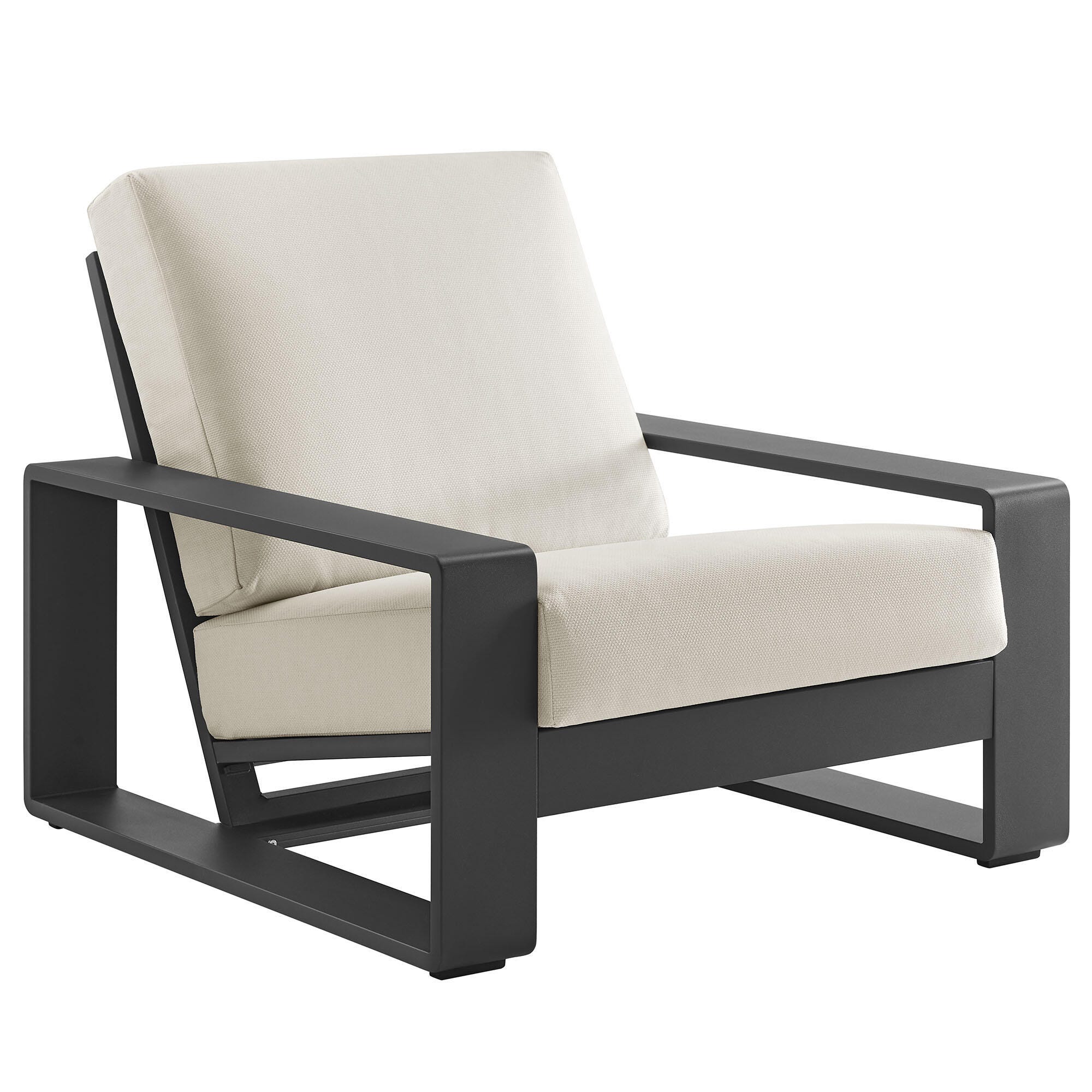 Modway Lirienne Outdoor Lounge Chair, Cream/Gray, large