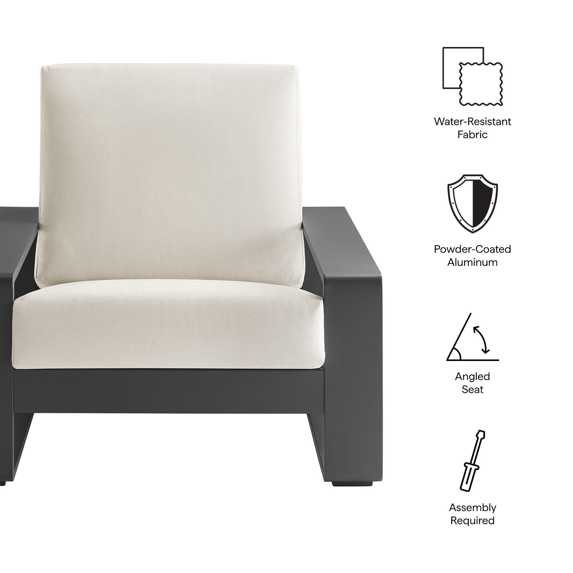 Modway Lirienne Outdoor Lounge Chair, Cream/Gray, large