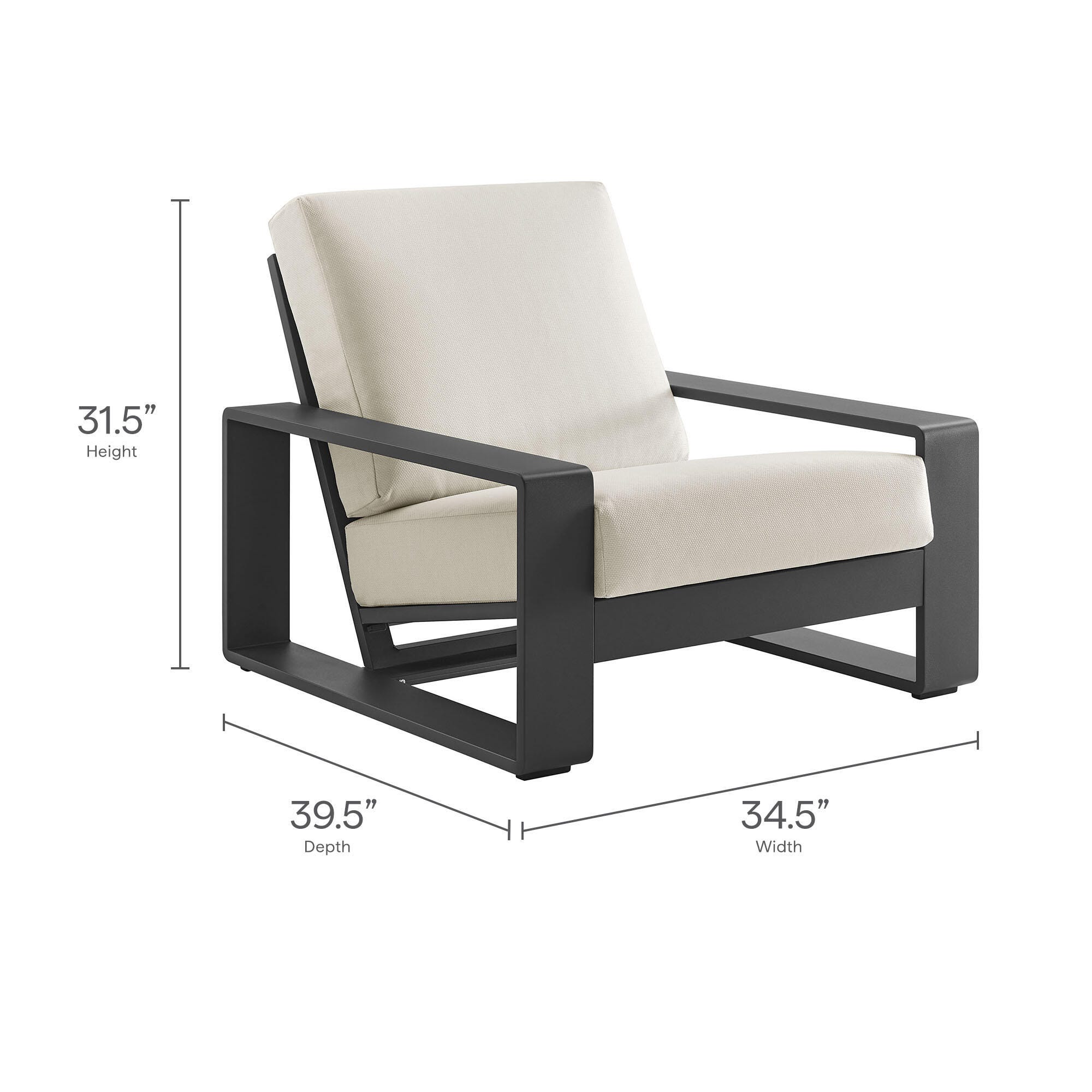 Modway Lirienne Outdoor Lounge Chair, Cream/Gray, large