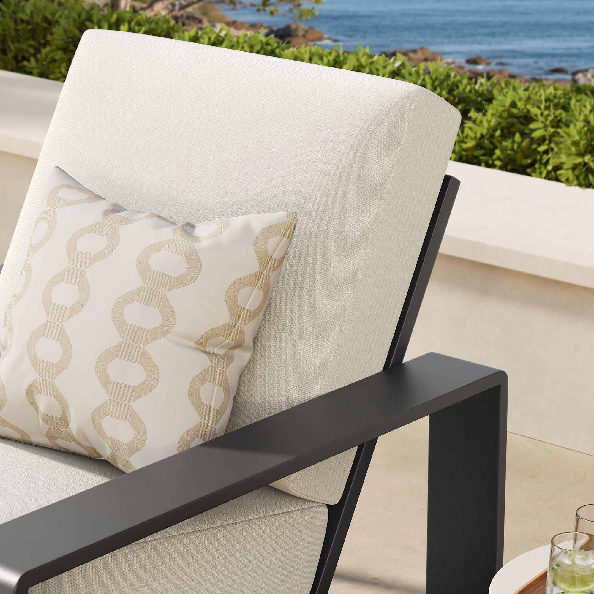 Modway Lirienne Outdoor Lounge Chair, Cream/Gray, large
