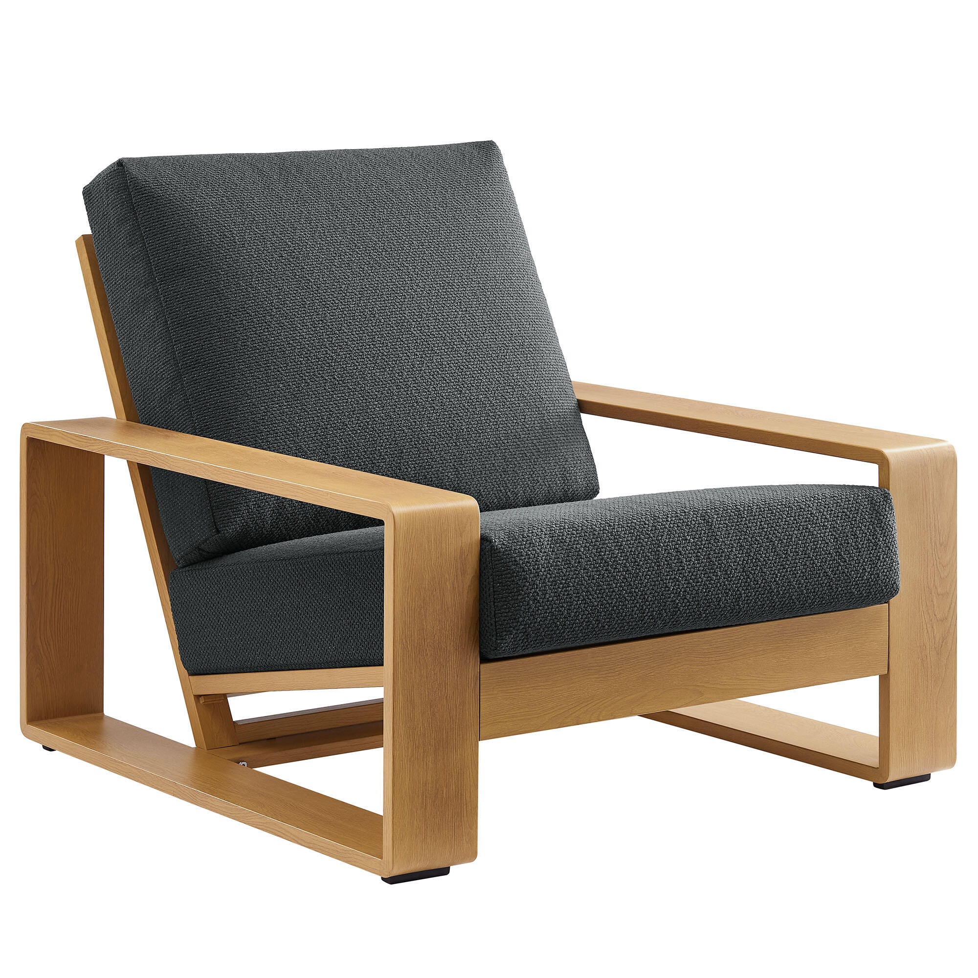 Modway Lirienne Outdoor Solid Lounge Chair, Charcoal/Natural, large