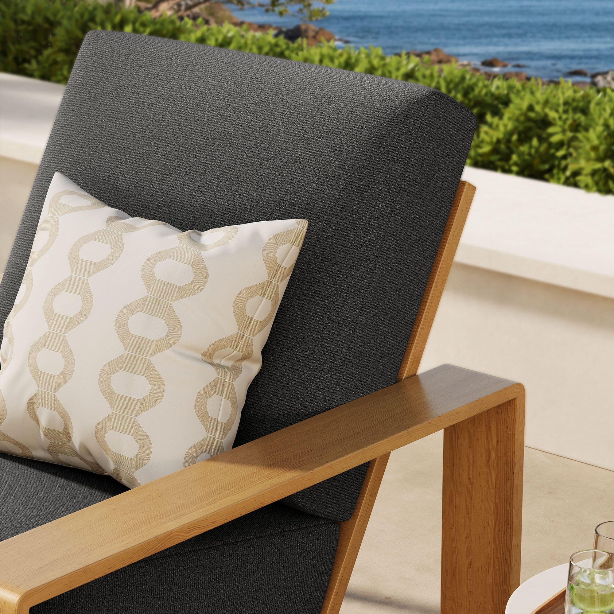 Modway Lirienne Outdoor Solid Lounge Chair, Charcoal/Natural, large