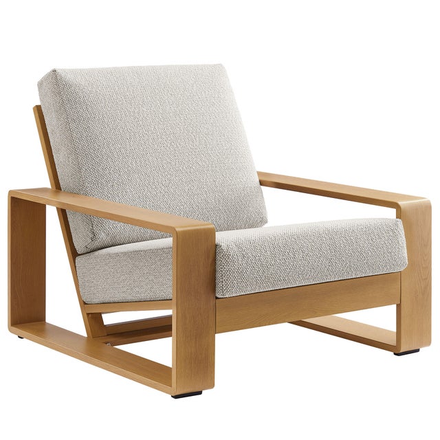Modway Lirienne Outdoor Solid Lounge Chair, Ivory/Natural