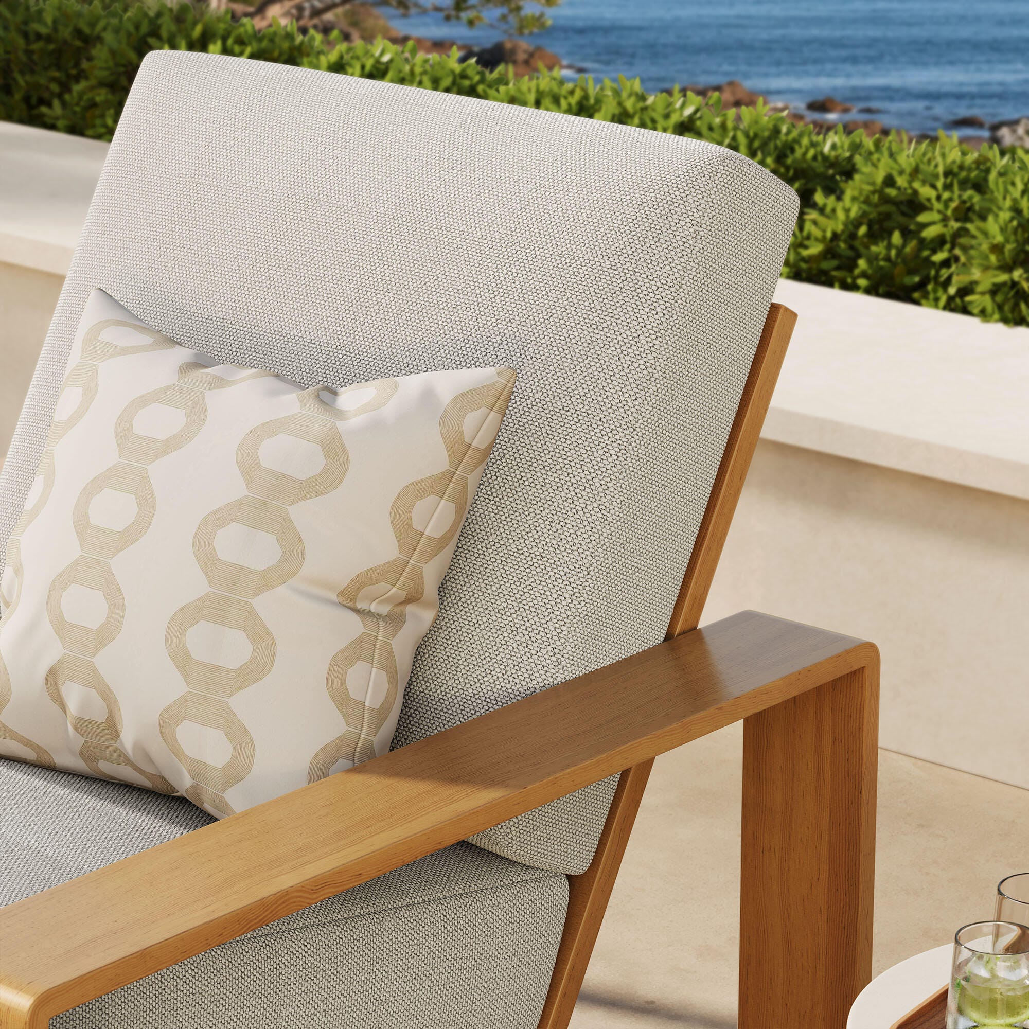 Modway Lirienne Outdoor Solid Lounge Chair, Ivory/Natural, large