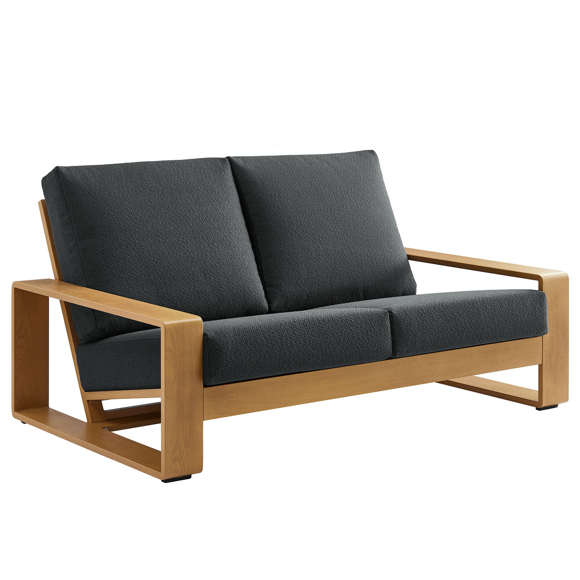 Modway Lirienne Outdoor Loveseat, Charcoal/Natural, large
