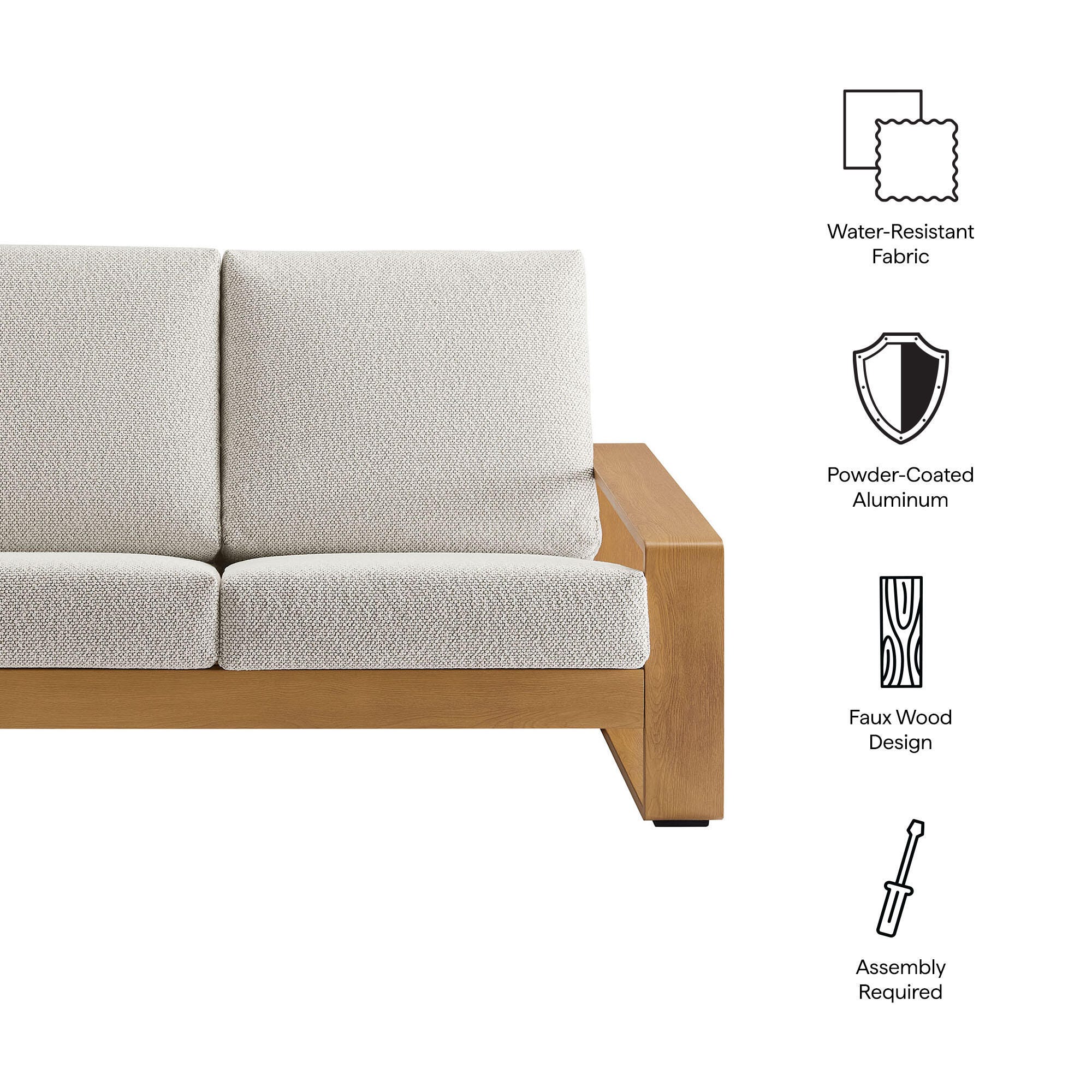 Modway Lirienne Outdoor Loveseat, Ivory/Natural, large