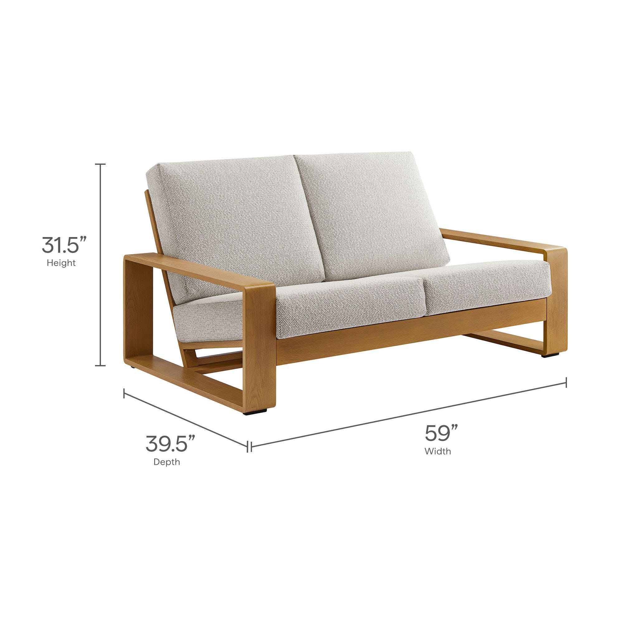 Modway Lirienne Outdoor Loveseat, Ivory/Natural, large