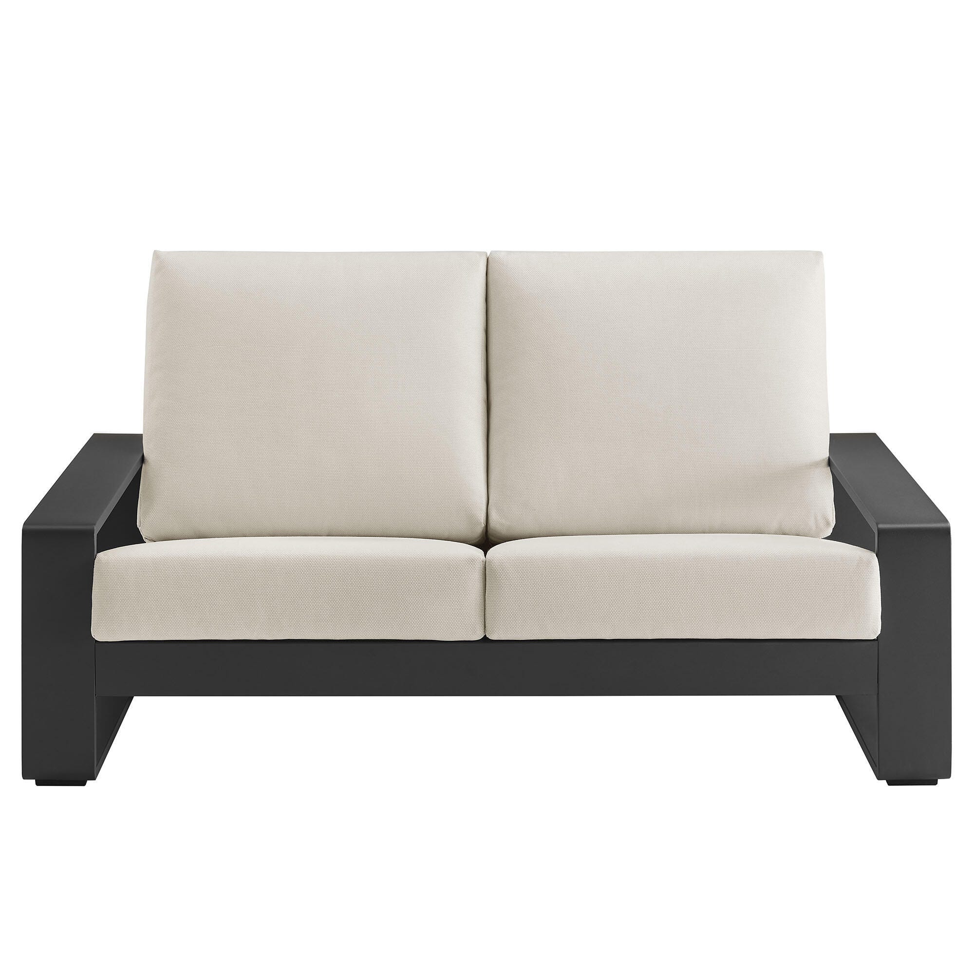 Modway Lirienne Outdoor Solid Loveseat, Cream/Gray, large