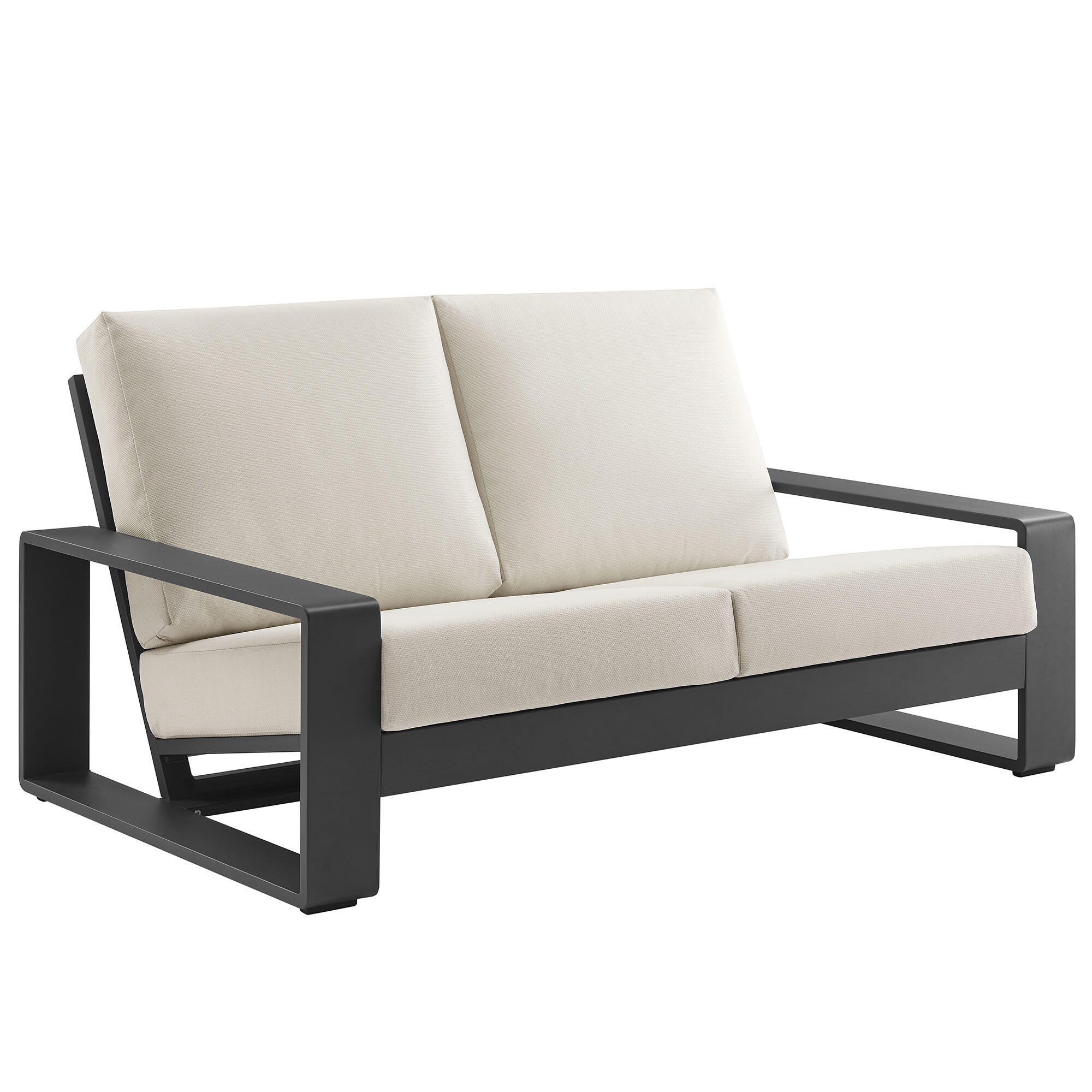 Modway Lirienne Outdoor Solid Loveseat, Cream/Gray, large