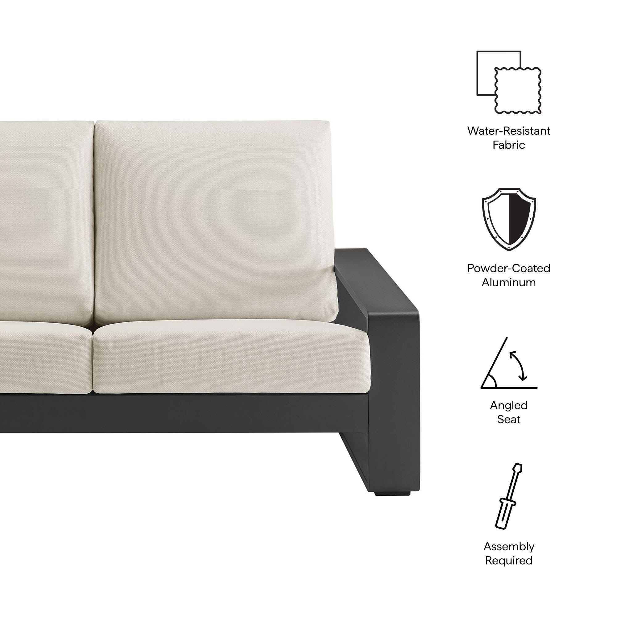 Modway Lirienne Outdoor Solid Loveseat, Cream/Gray, large