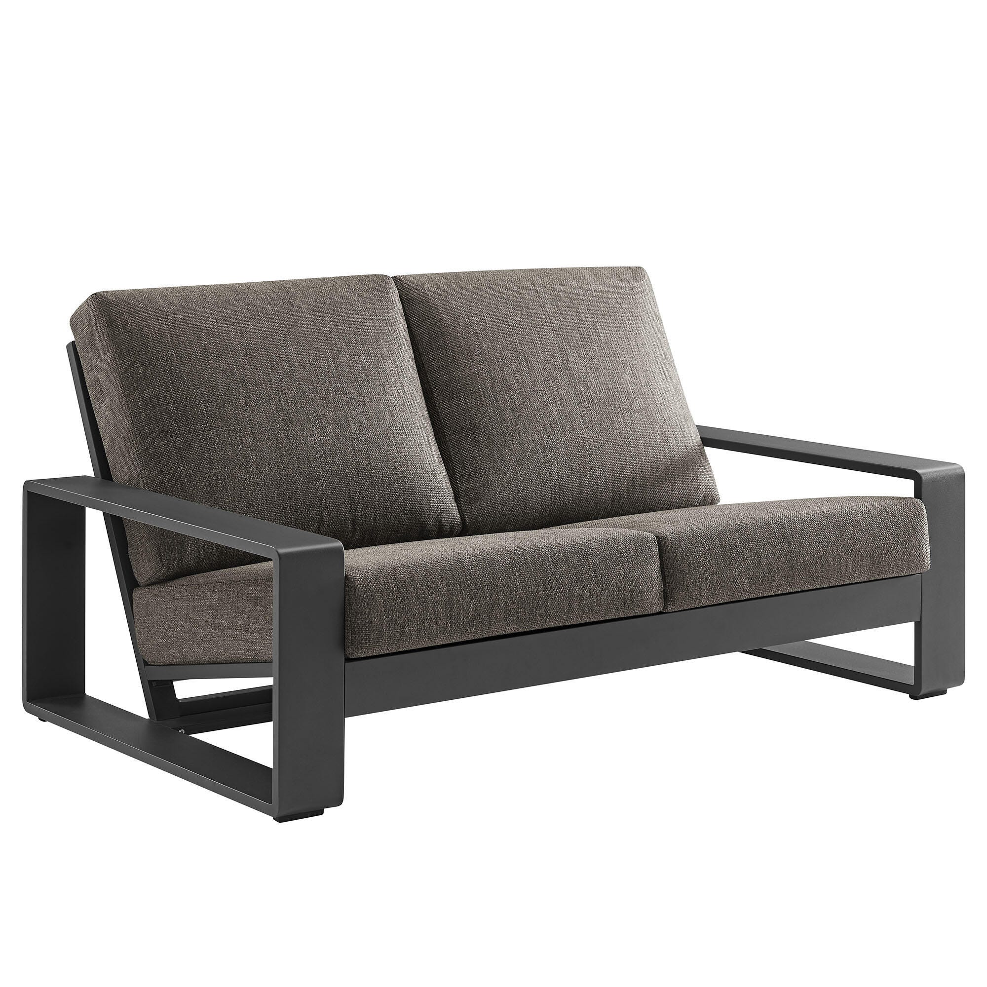 Modway Lirienne Outdoor Solid Loveseat, Smoke Gray, large