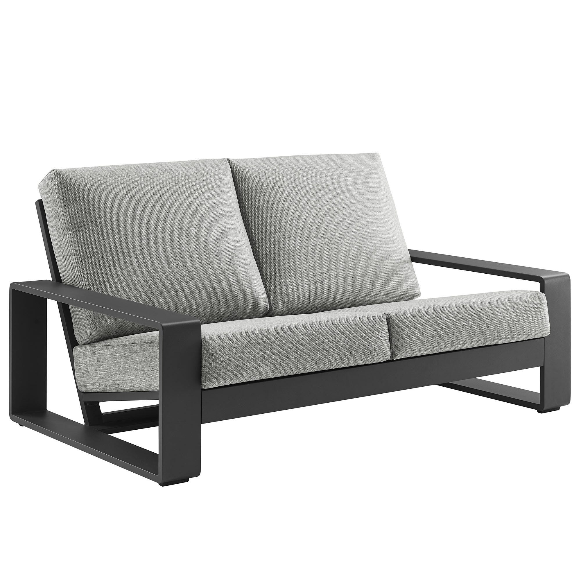 Modway Lirienne Outdoor Solid Loveseat, Light Gray/Gray, large