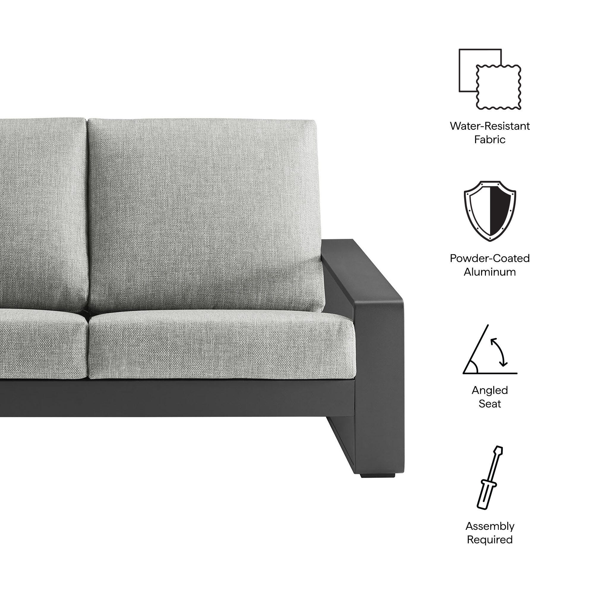 Modway Lirienne Outdoor Solid Loveseat, Light Gray/Gray, large