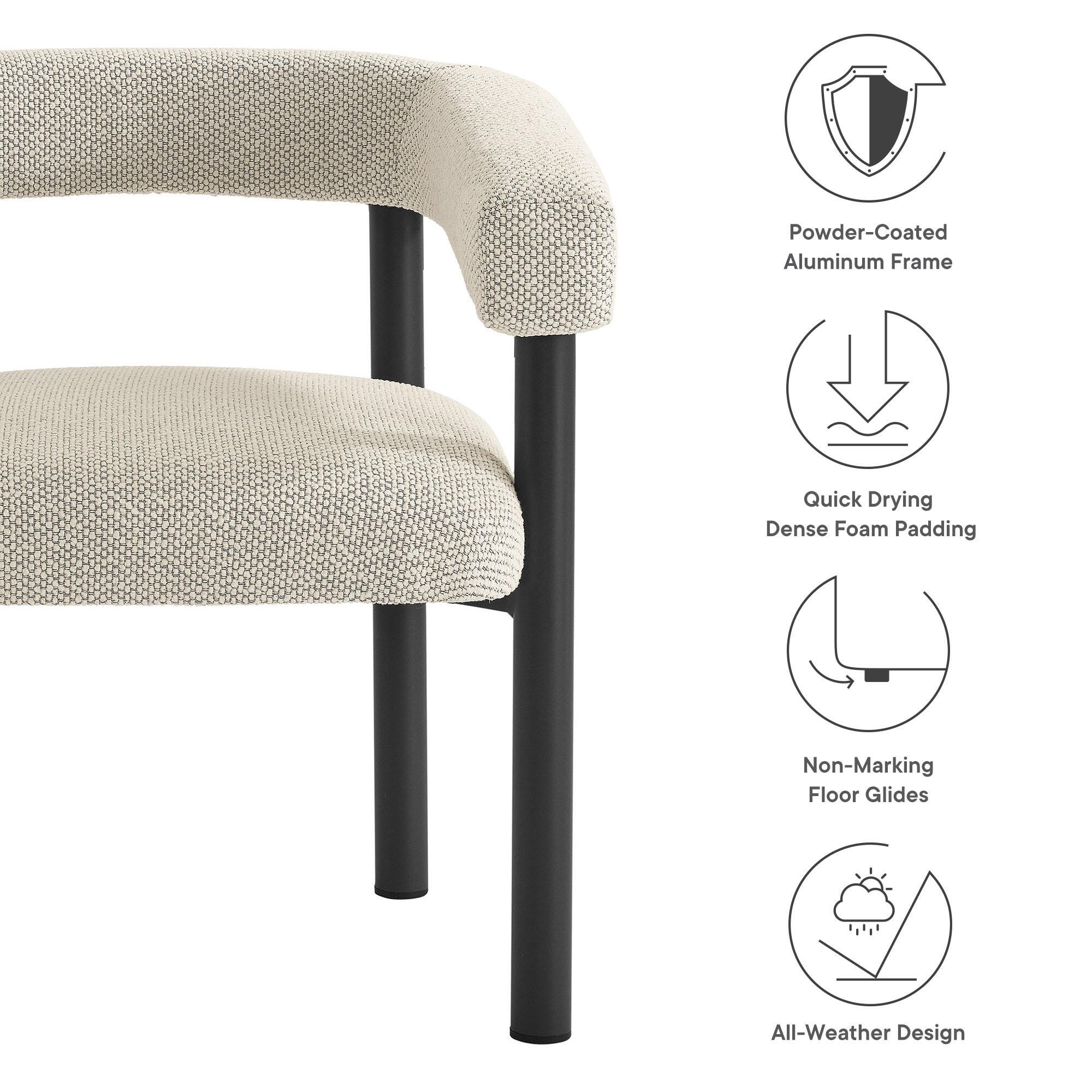 Modway Nautica Outdoor Dining Arm Chair (Set of 2), Ivory/Graphite, large