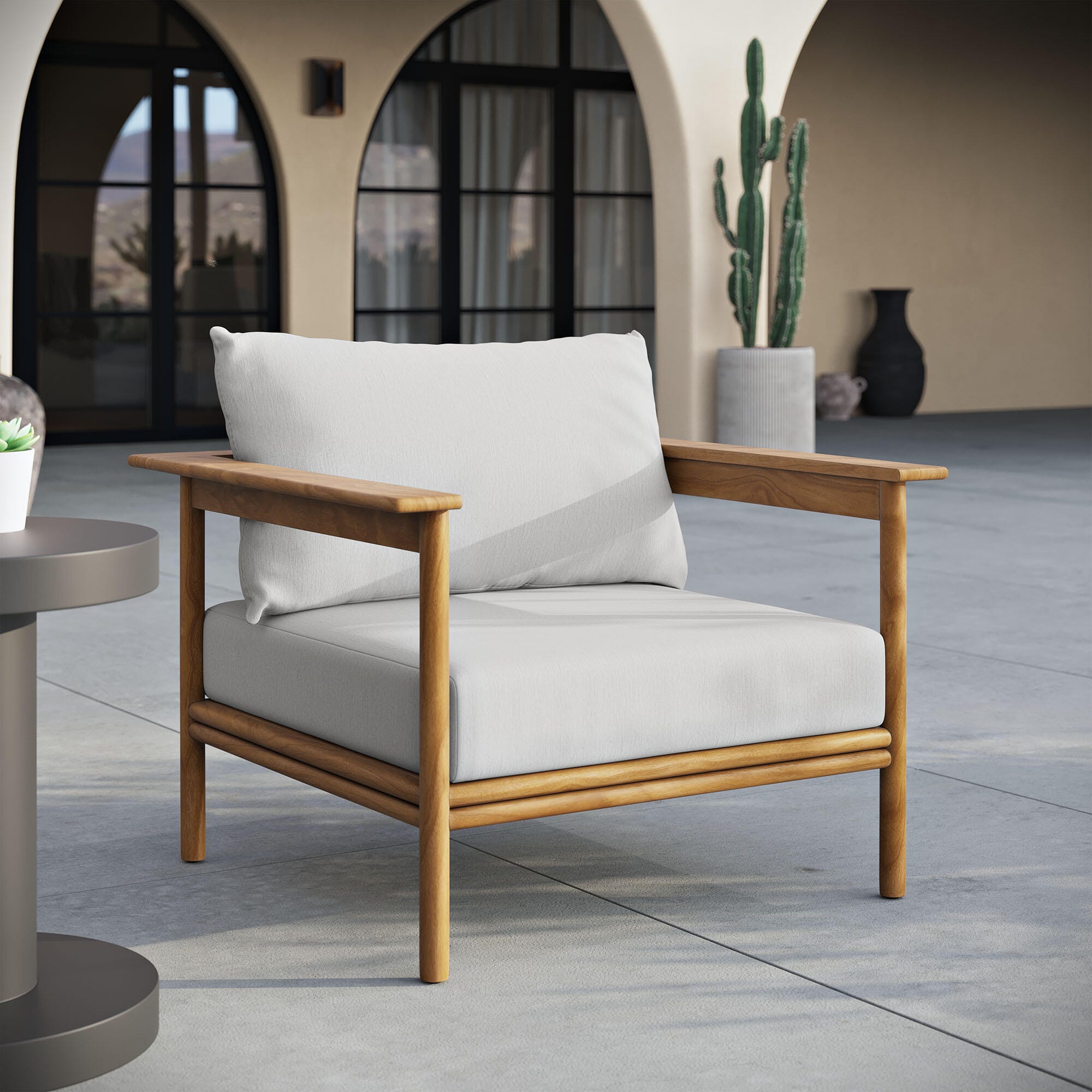Modway Wren Outdoor Lounge Chair, Natural/Sail, rollover
