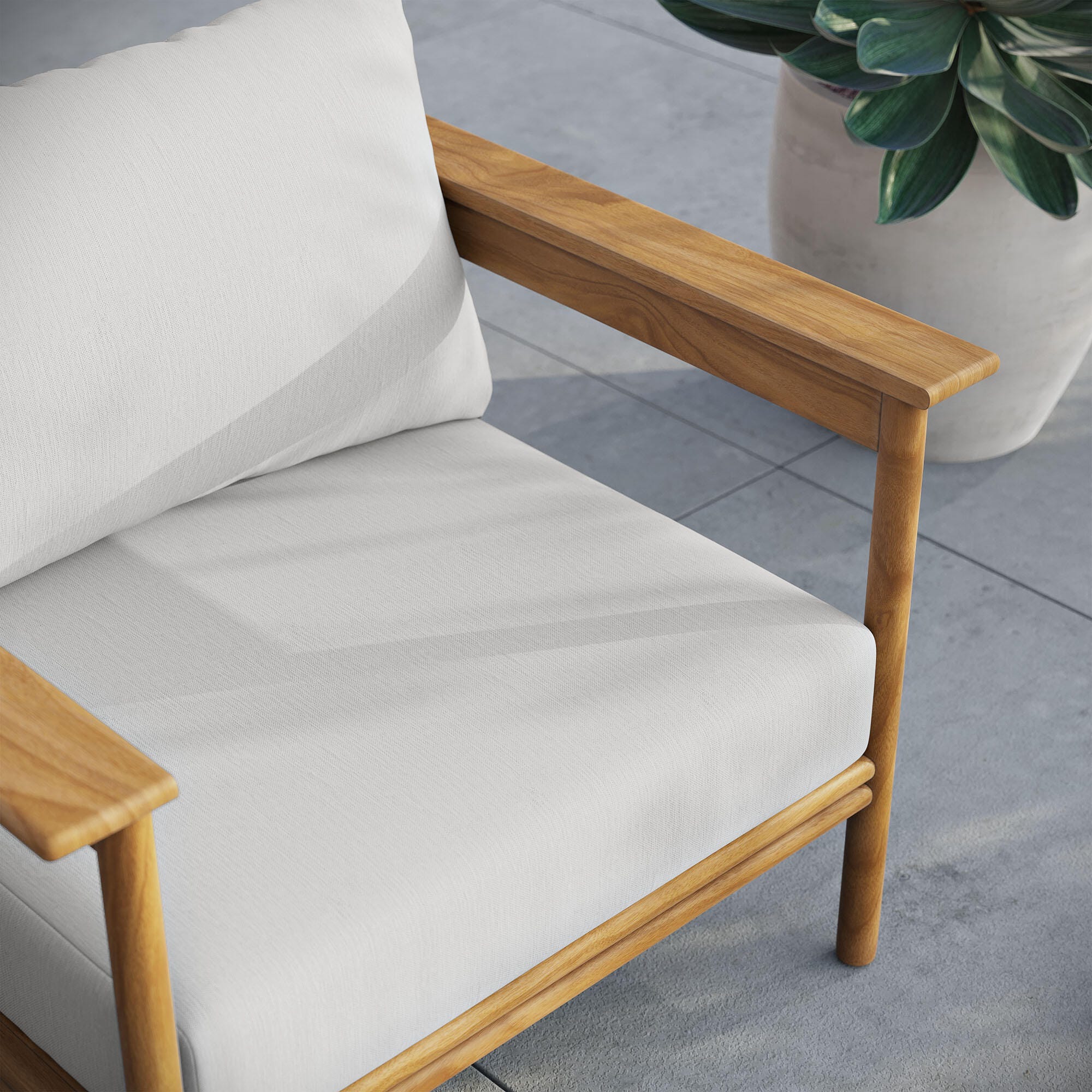 Modway Wren Outdoor Lounge Chair, Natural/Sail, large