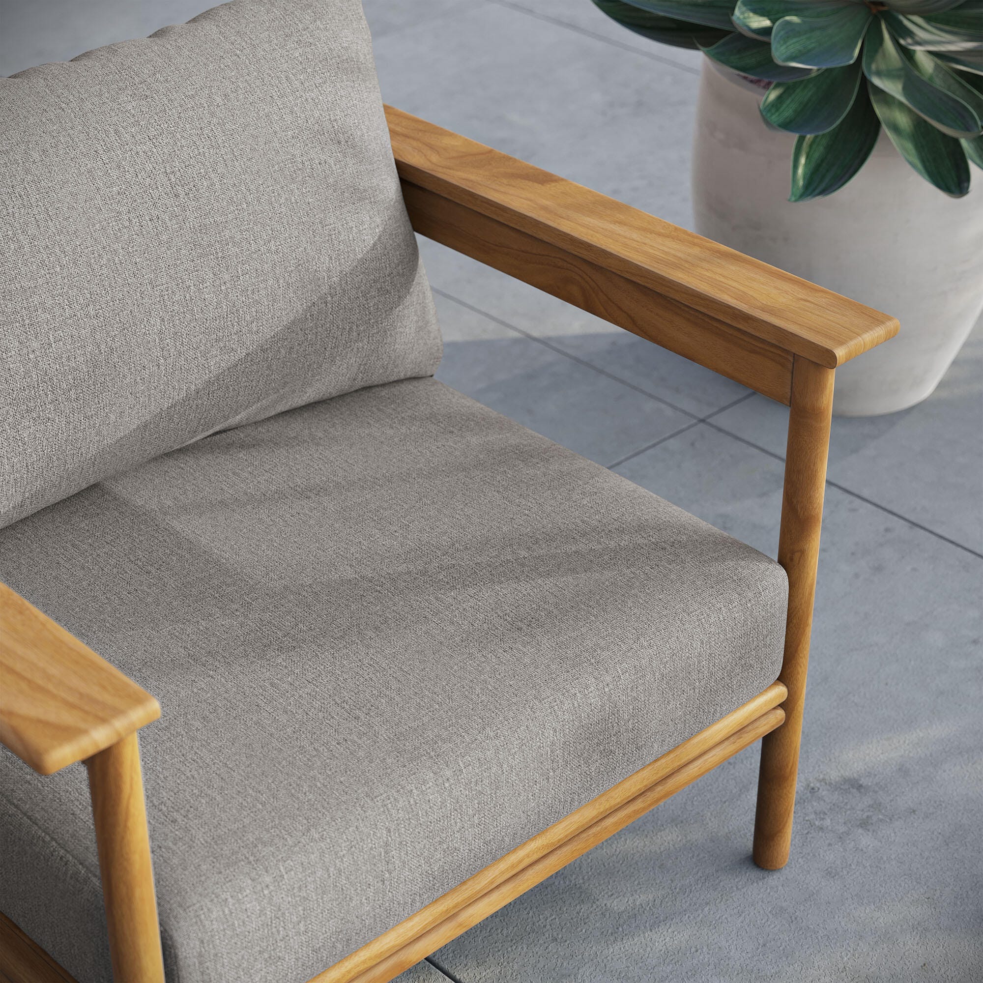 Modway Wren Outdoor Lounge Chair, Natural/Driftwood, large