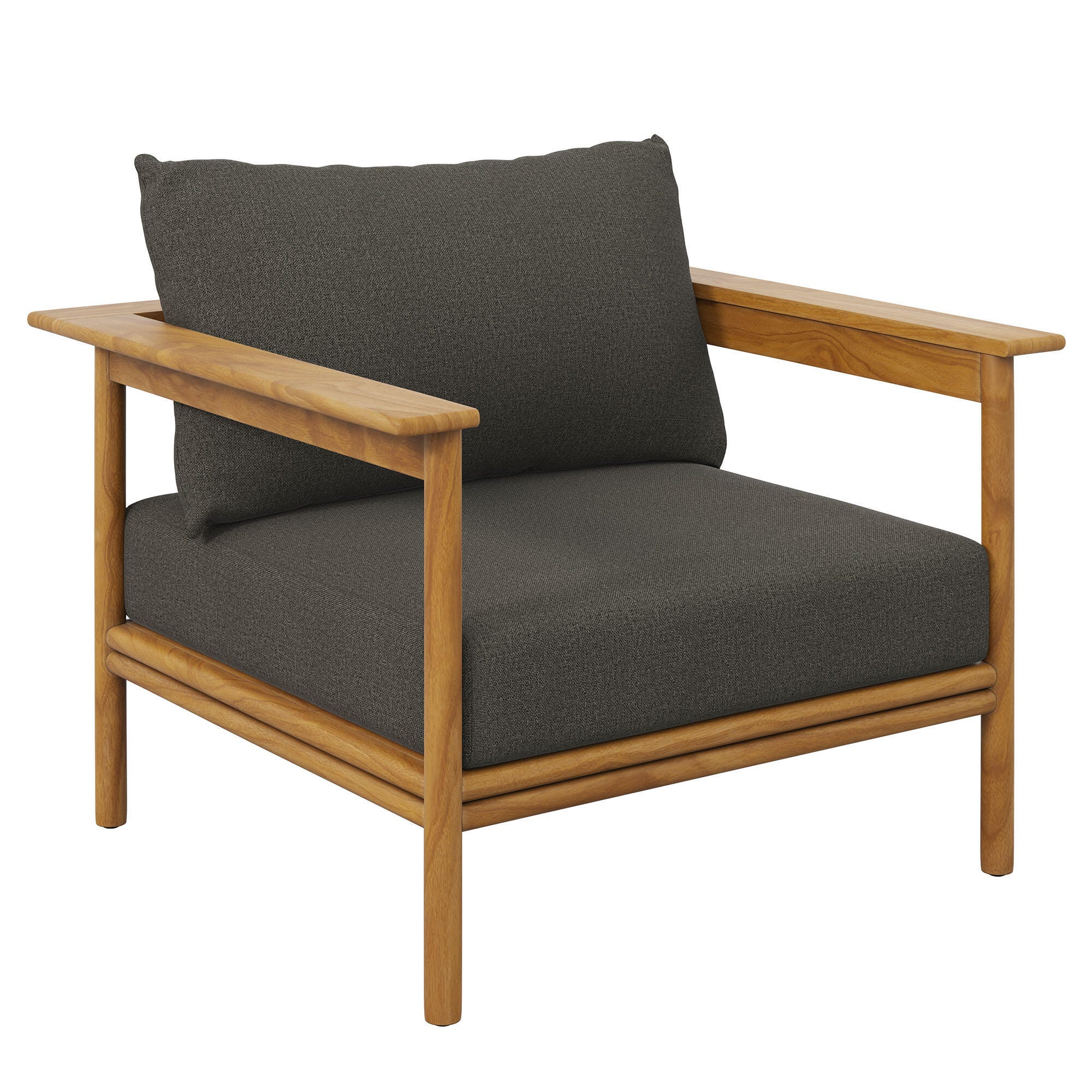 Modway Wren Outdoor Lounge Chair, Natural/Flint Gray, large