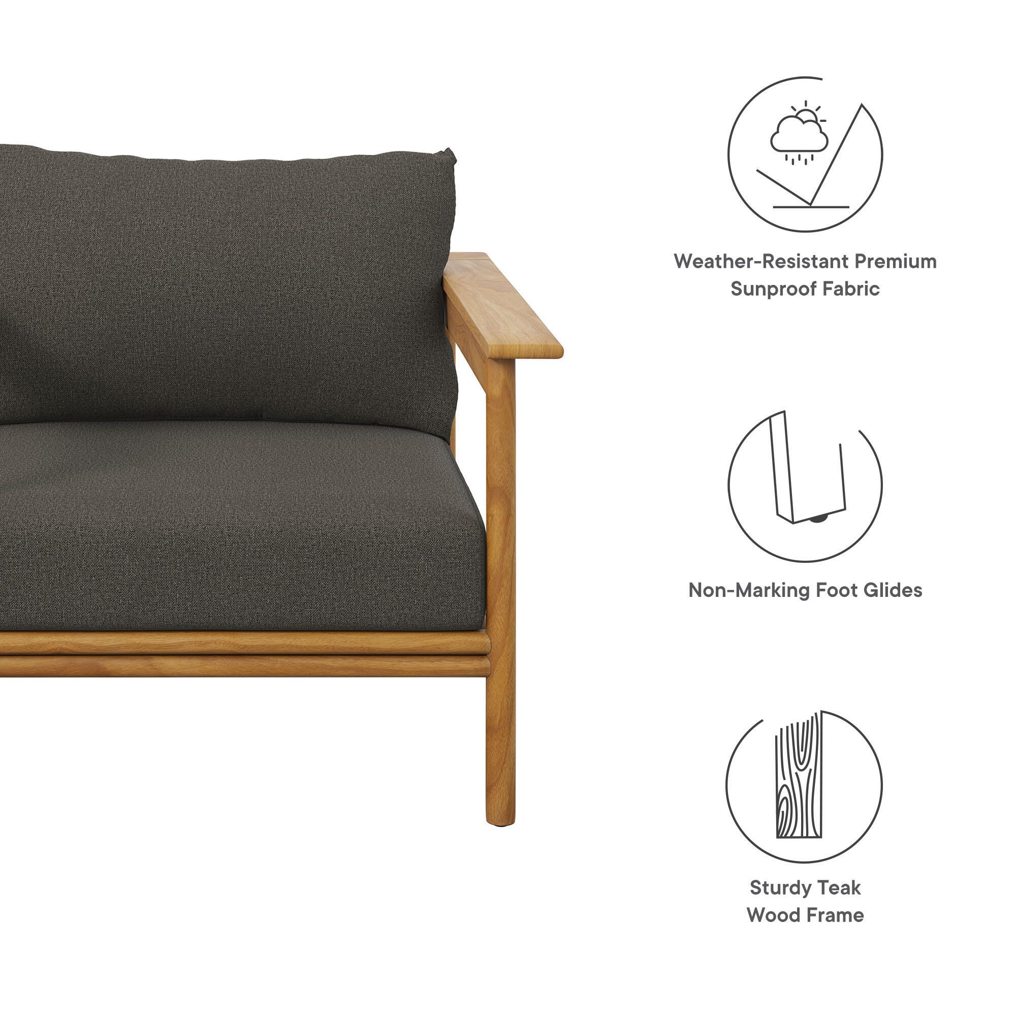 Modway Wren Outdoor Lounge Chair, Natural/Flint Gray, large