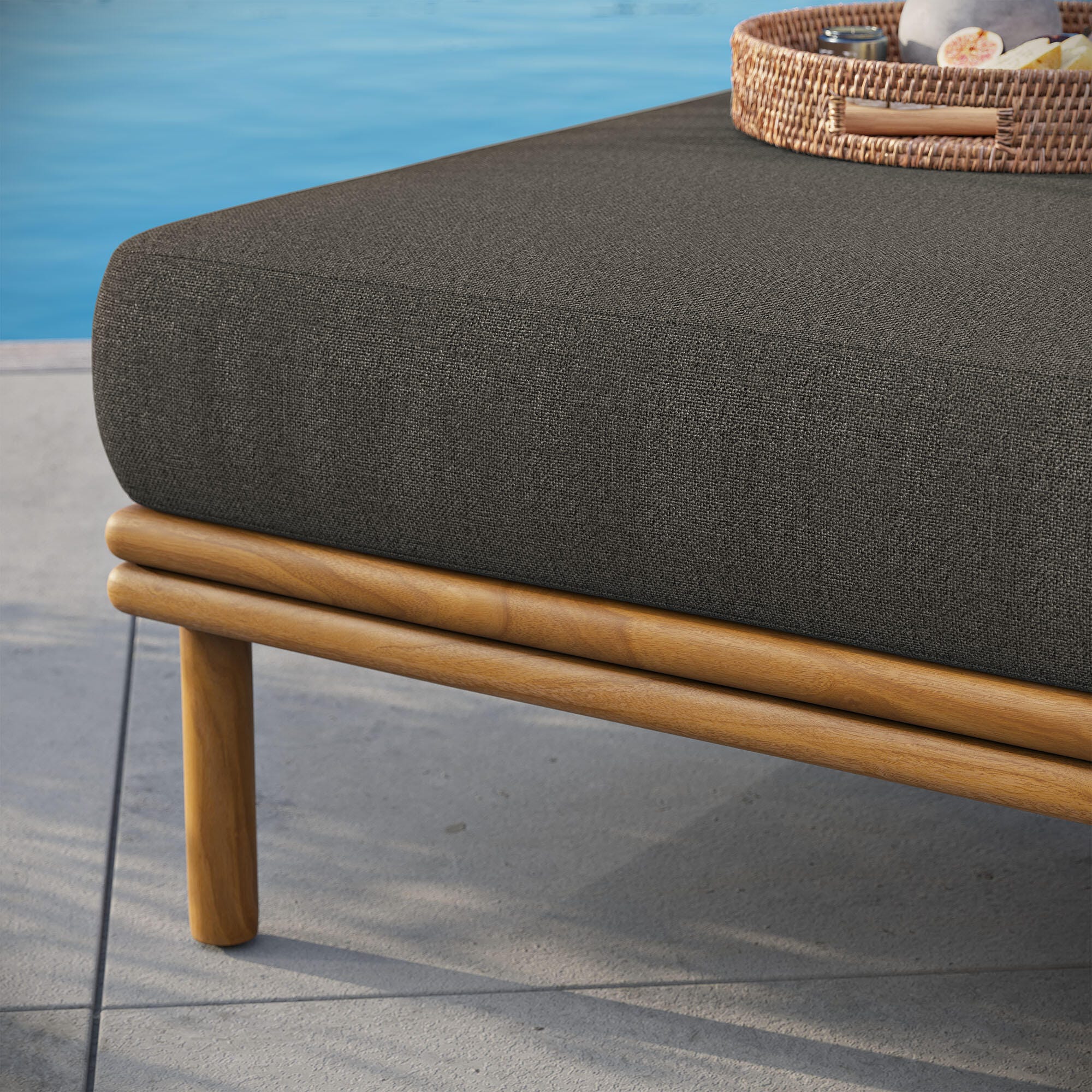 Modway Wren Outdoor Ottoman, Natural/Flint Gray, large