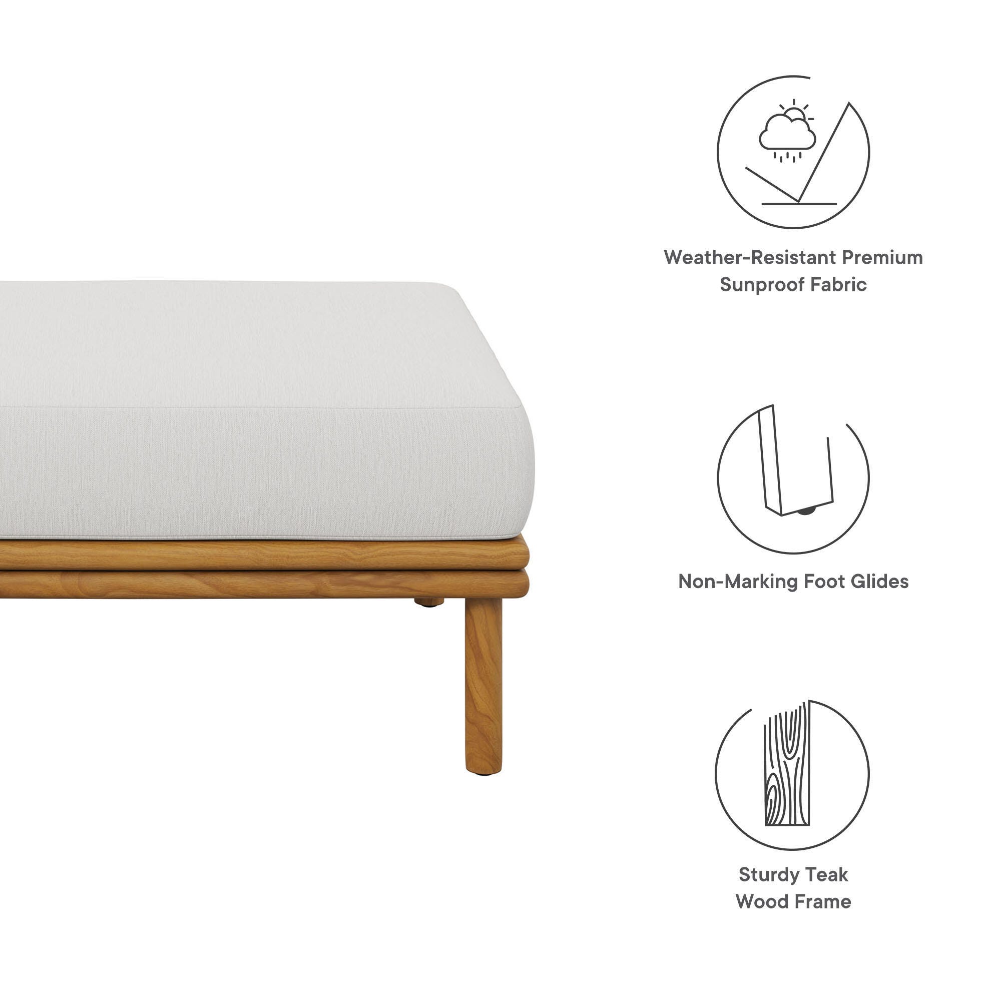Modway Wren Outdoor Ottoman, Natural/Sail, large