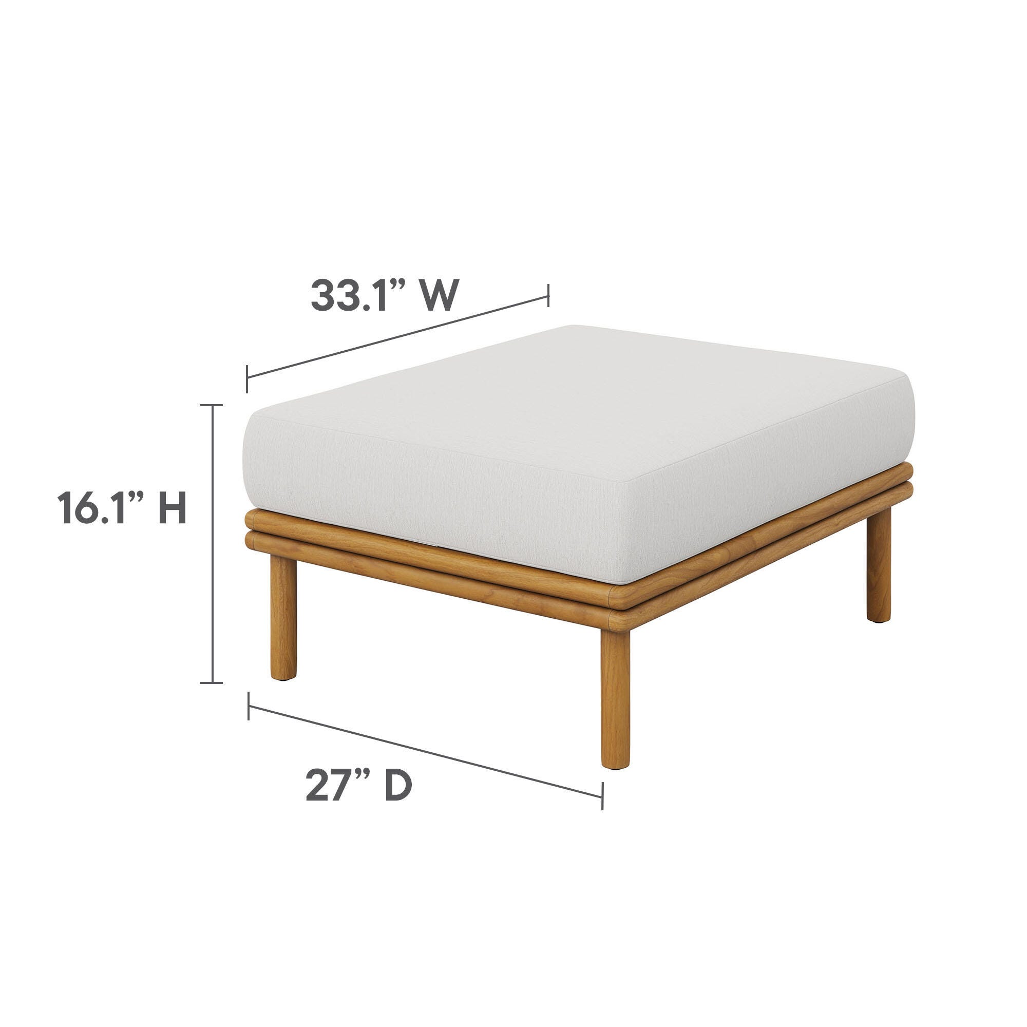 Modway Wren Outdoor Ottoman, Natural/Sail, large
