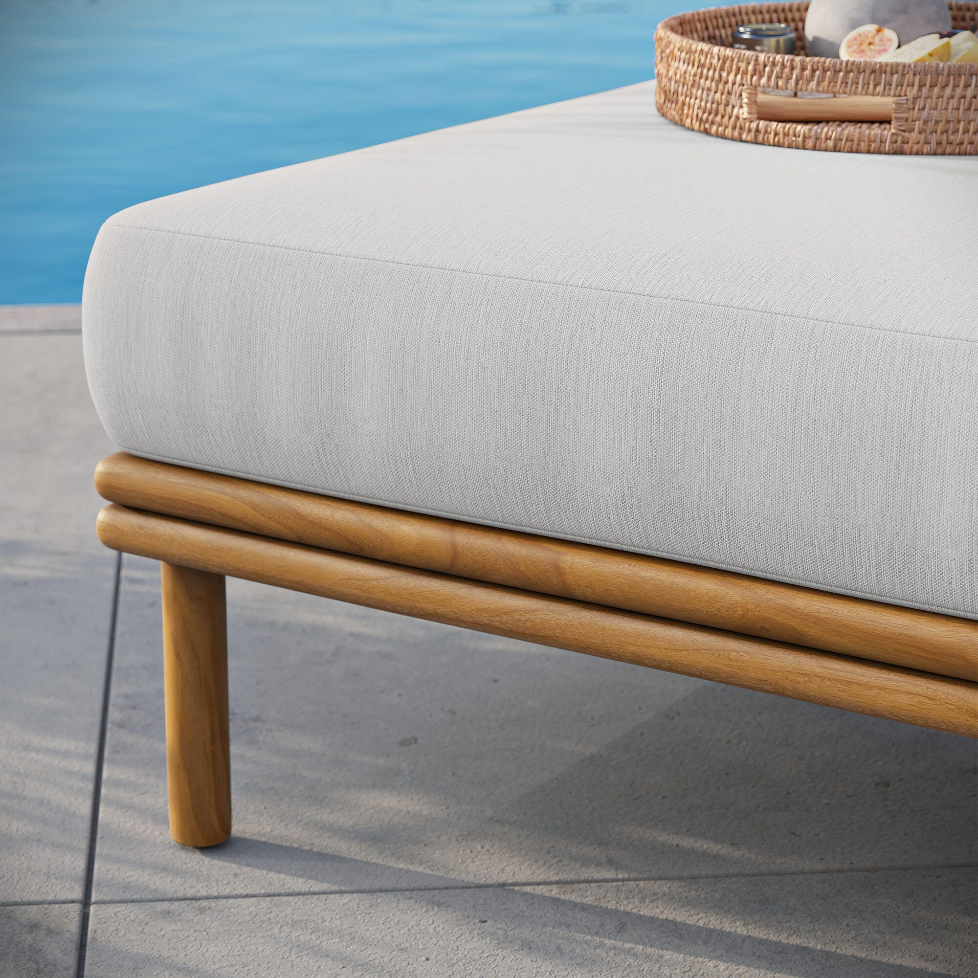 Modway Wren Outdoor Ottoman, Natural/Sail, large