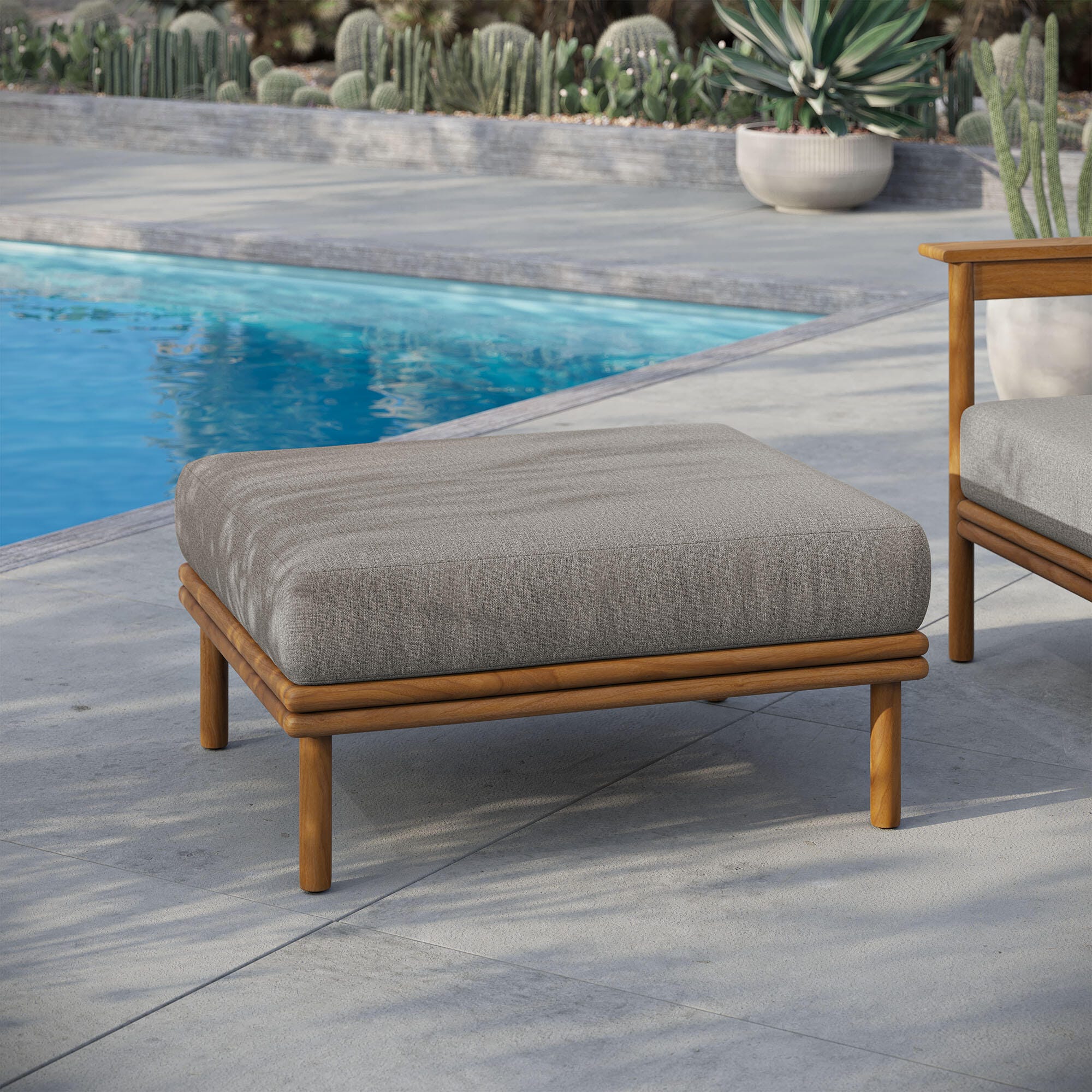 Modway Wren Outdoor Ottoman, Natural/Driftwood, large