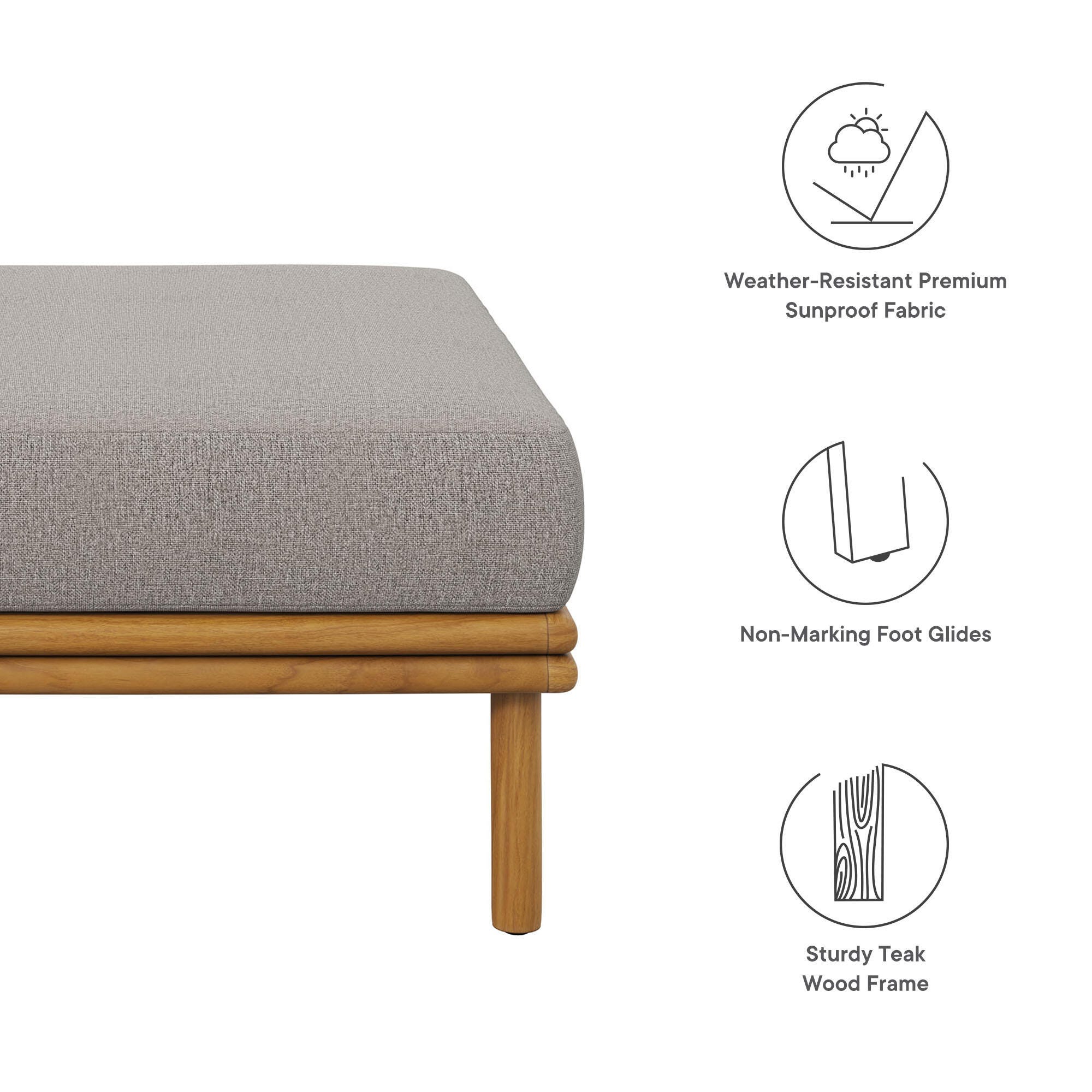 Modway Wren Outdoor Ottoman, Natural/Driftwood, large