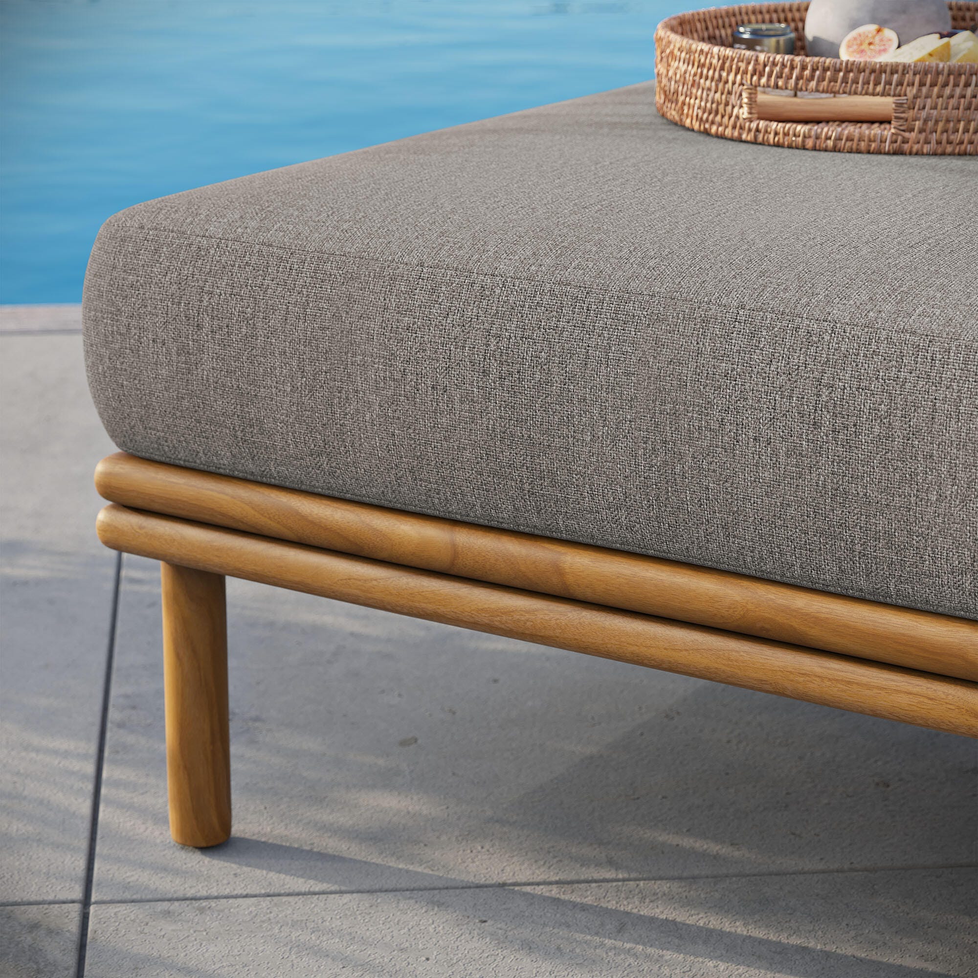 Modway Wren Outdoor Ottoman, Natural/Driftwood, large