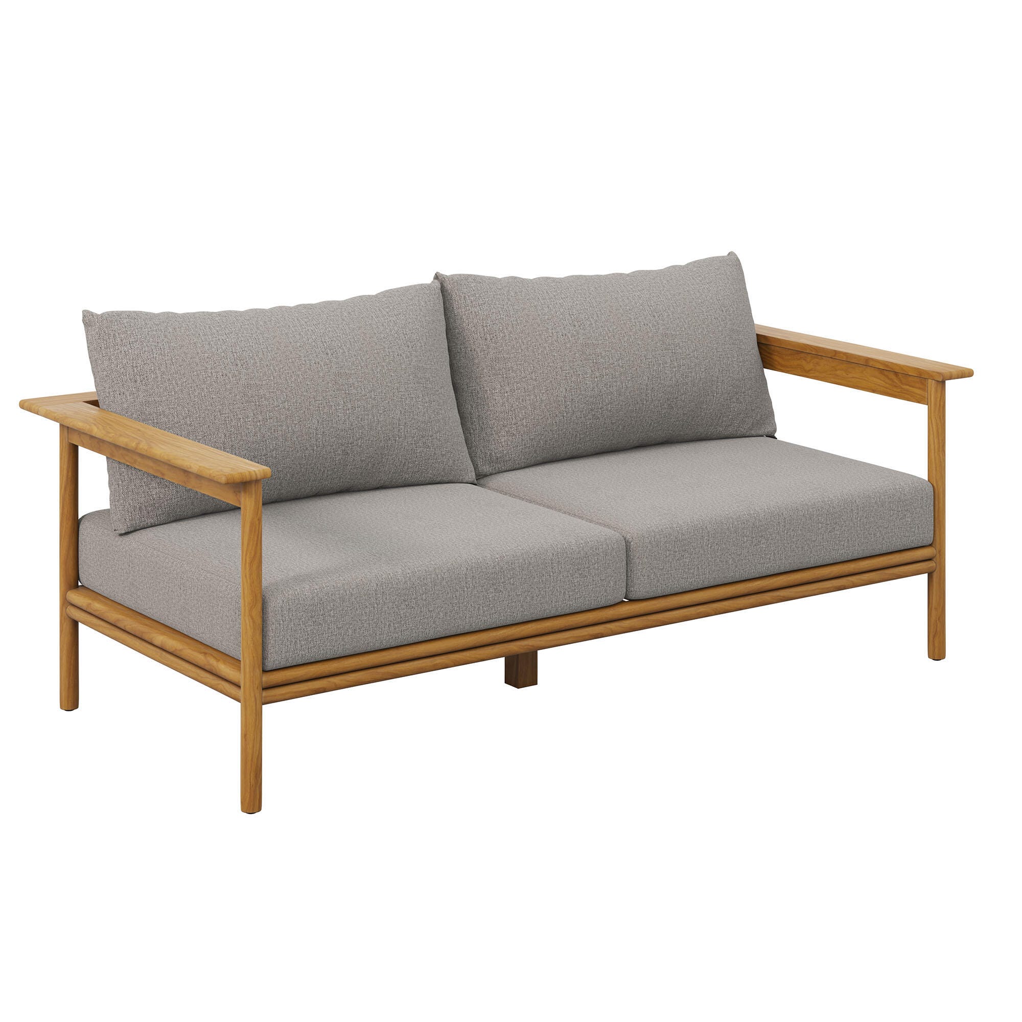 Modway Wren Outdoor Loveseat, Natural/Brown, large