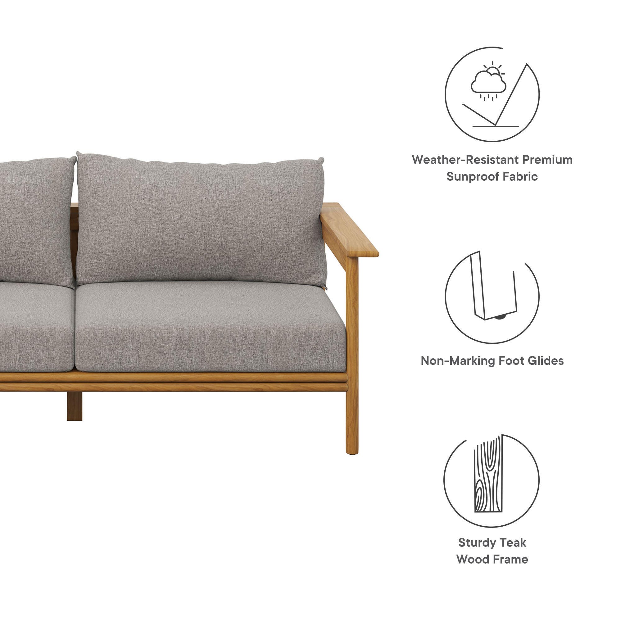 Modway Wren Outdoor Loveseat, Natural/Brown, large