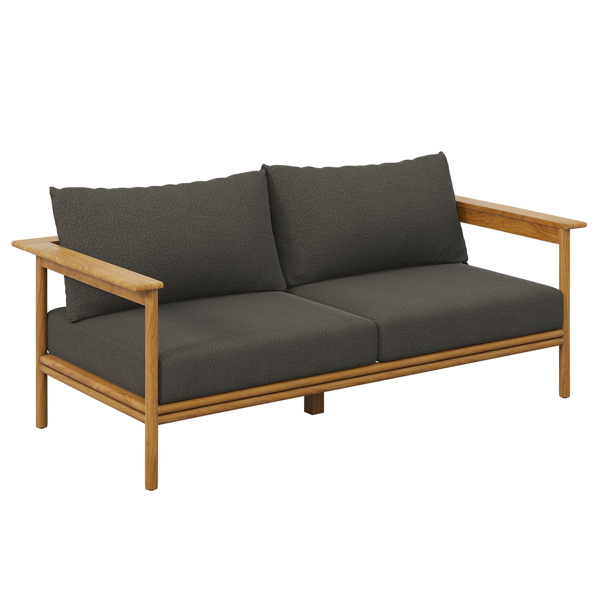 Modway Wren Outdoor Loveseat, Natural/Gray, large
