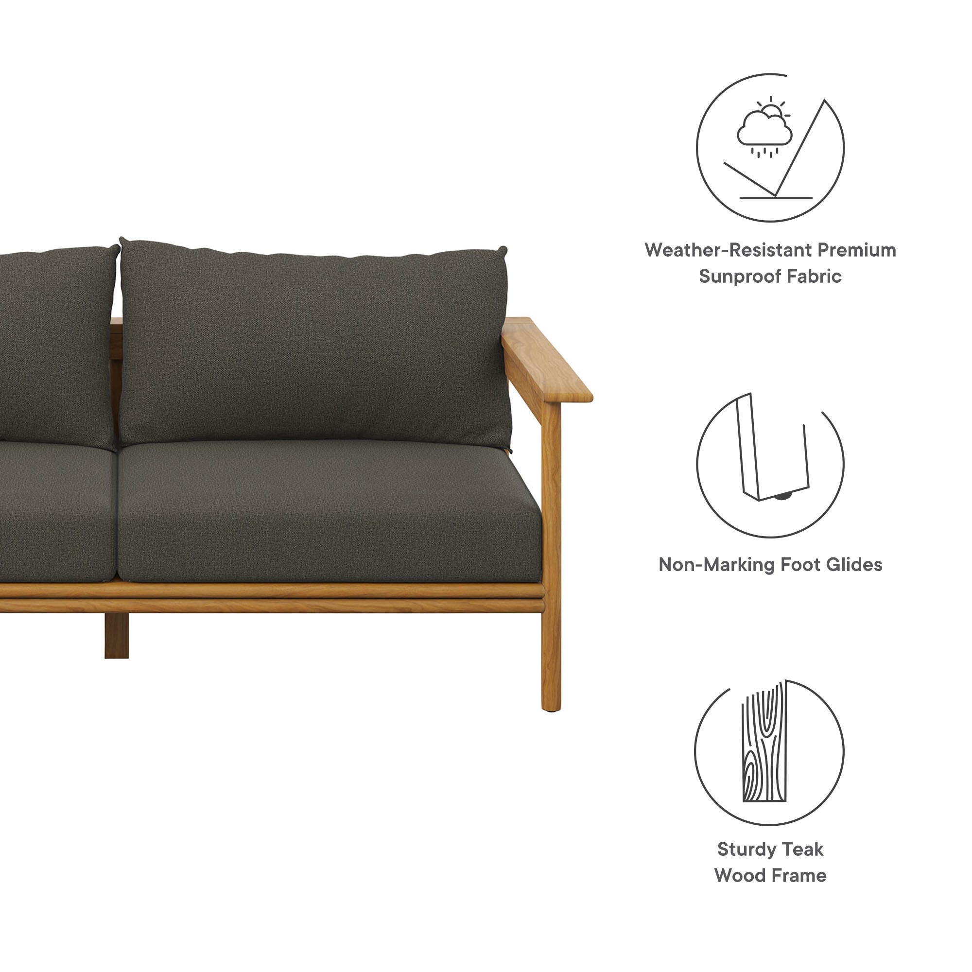 Modway Wren Outdoor Loveseat, Natural/Gray, large