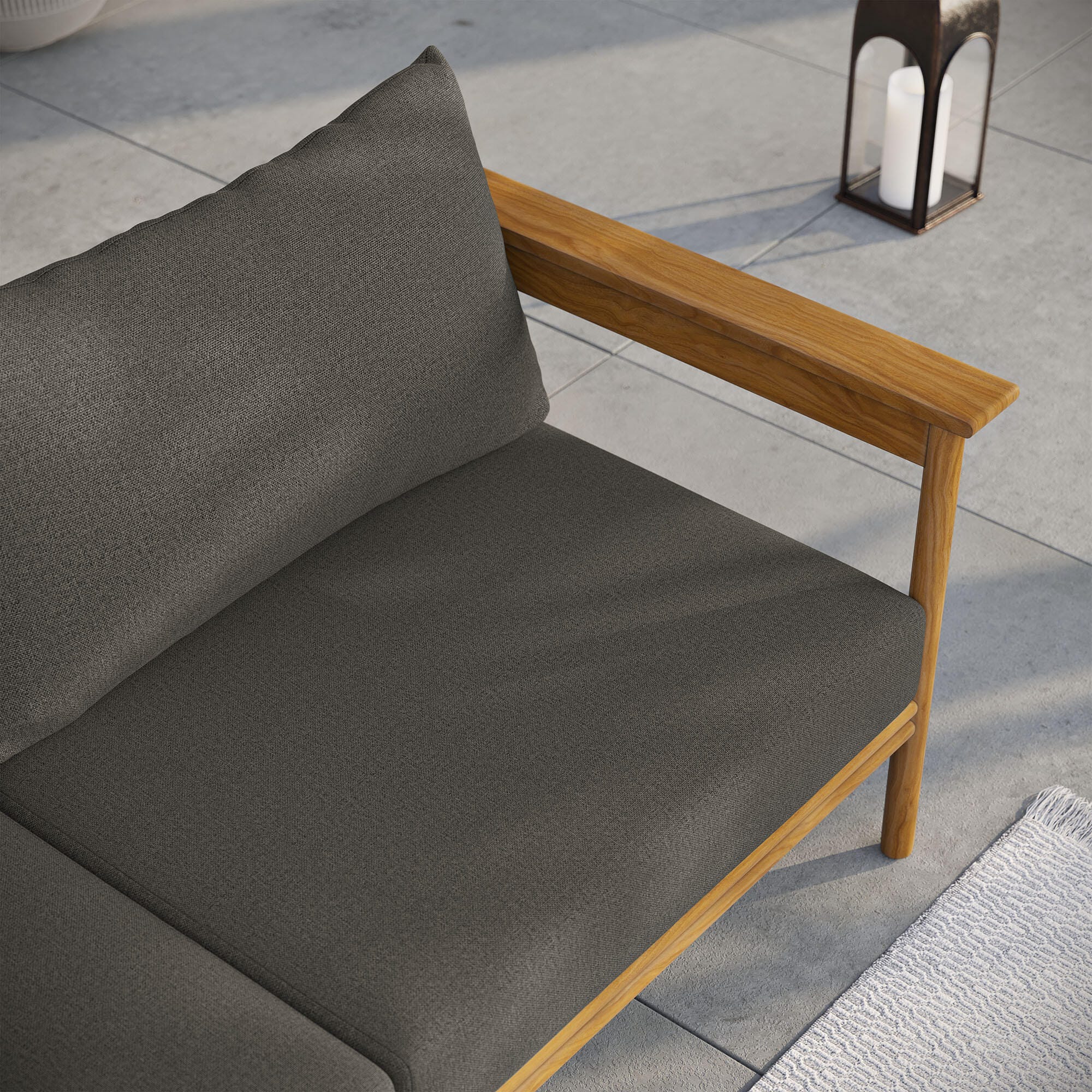 Modway Wren Outdoor Loveseat, Natural/Gray, large