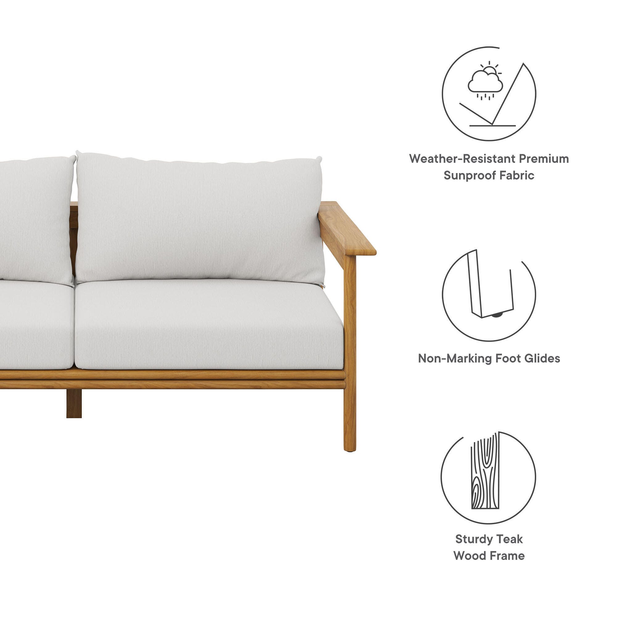 Modway Wren Outdoor Loveseat, Natural/White, large