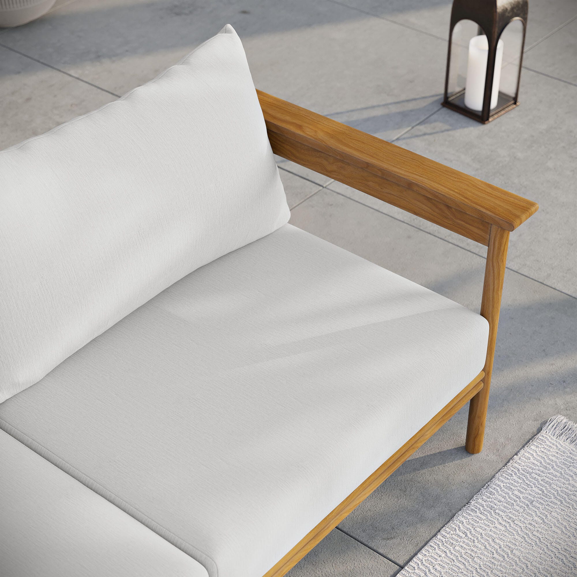 Modway Wren Outdoor Loveseat, Natural/White, large