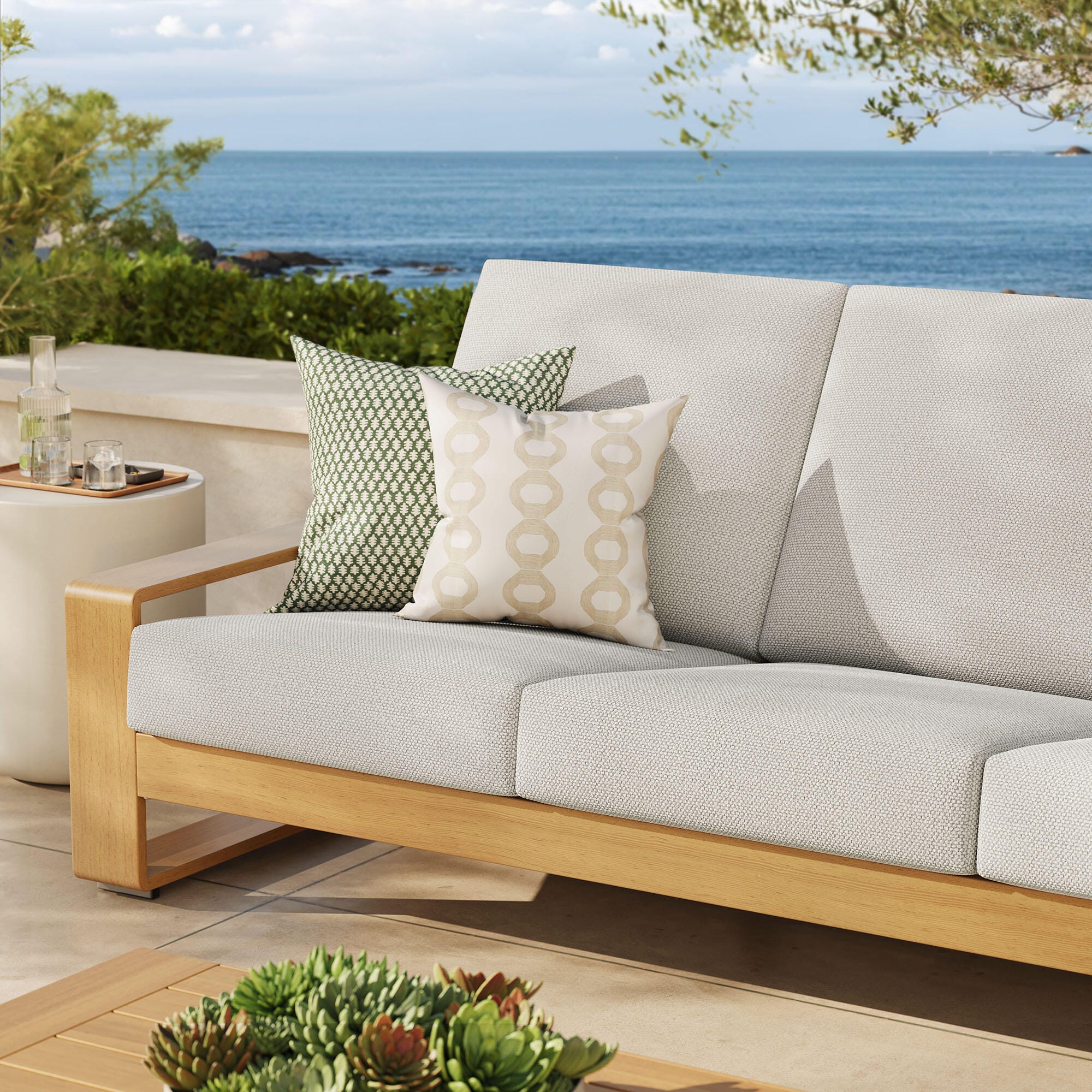 Modway Lirienne Outdoor Sofa, Ivory/Natural, large